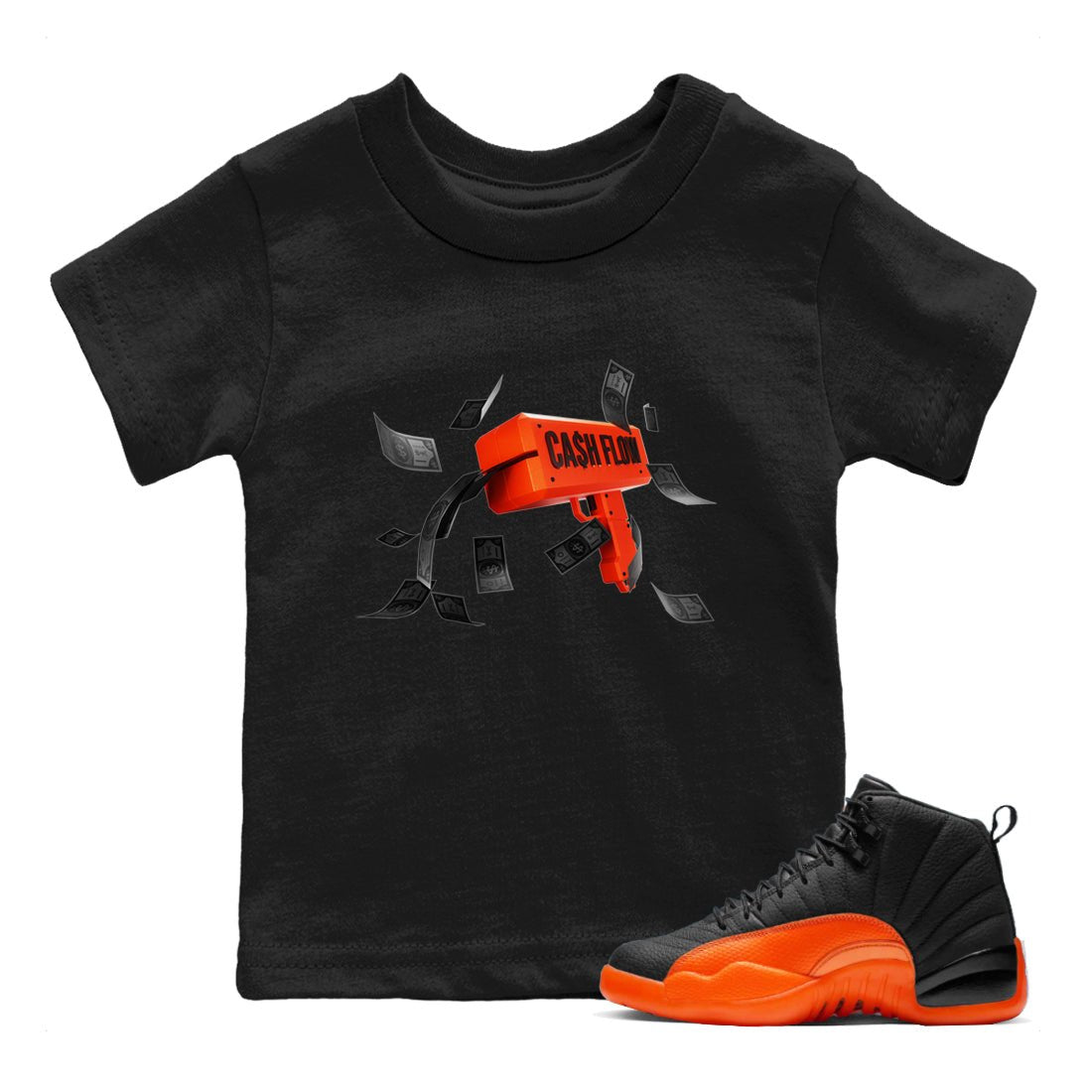 Cash Flow Kids Tops - Air Jordan 12 Brilliant Orange