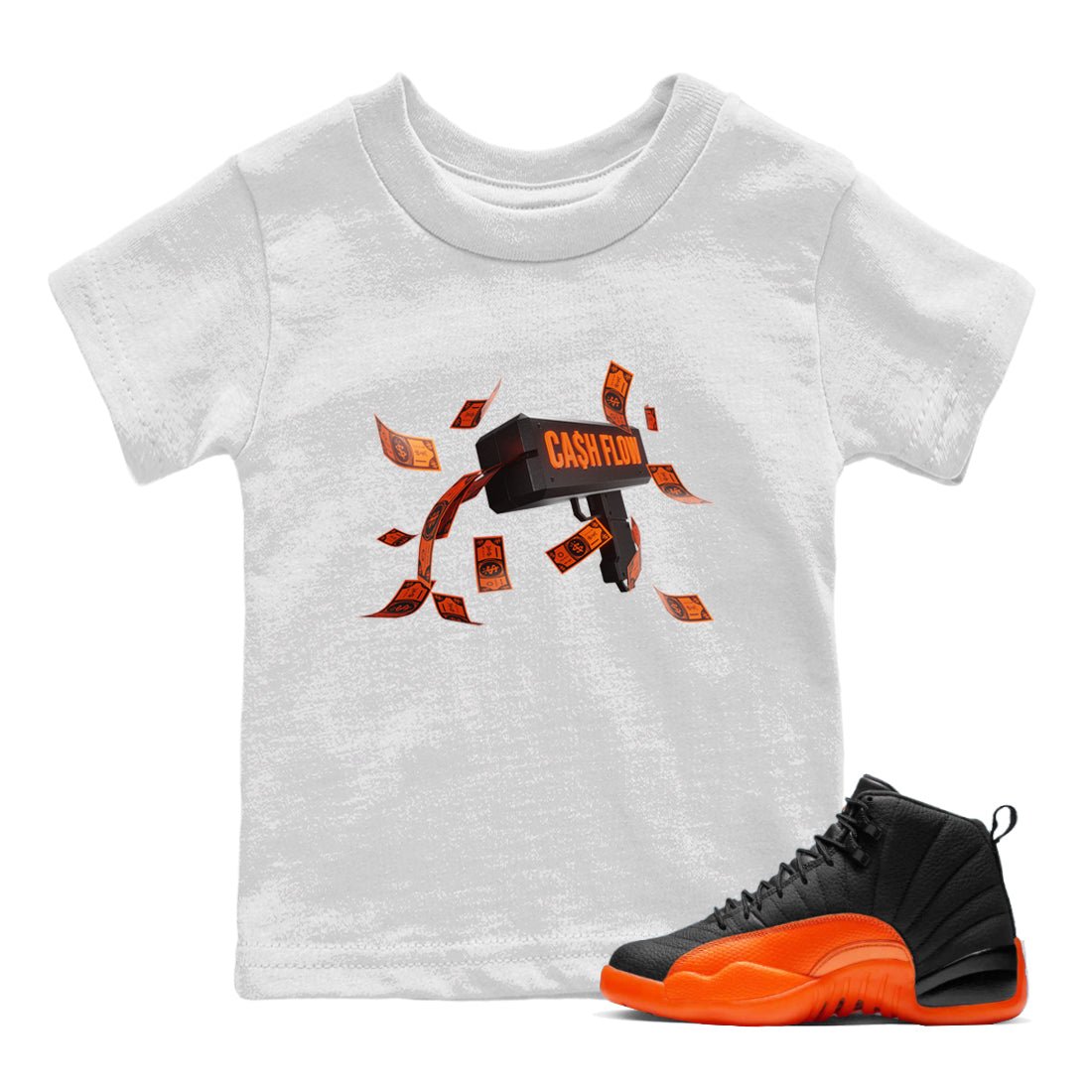 Cash Flow Kids Tops - Air Jordan 12 Brilliant Orange