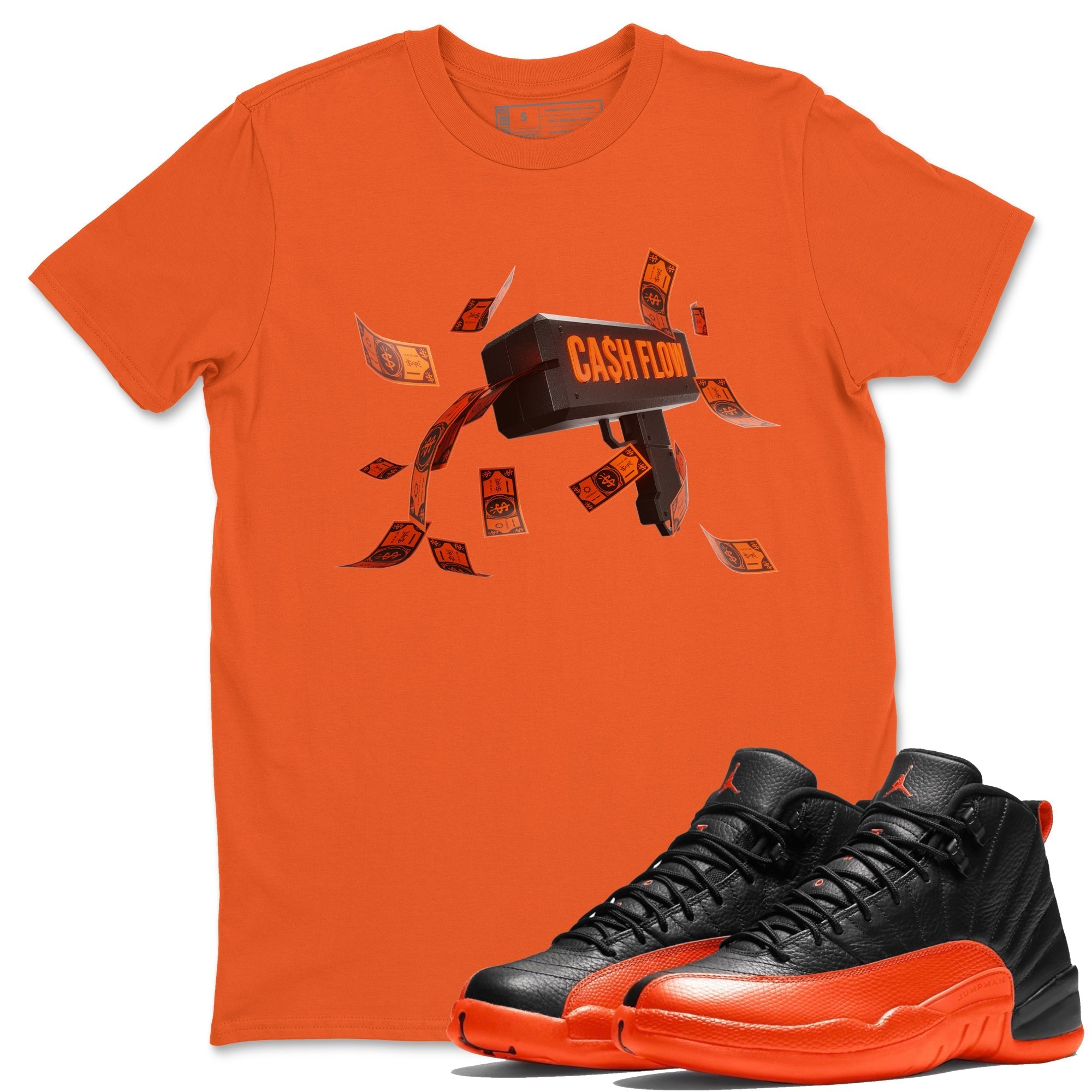 Cash Flow Unisex Tops - Air Jordan 12 Brilliant Orange