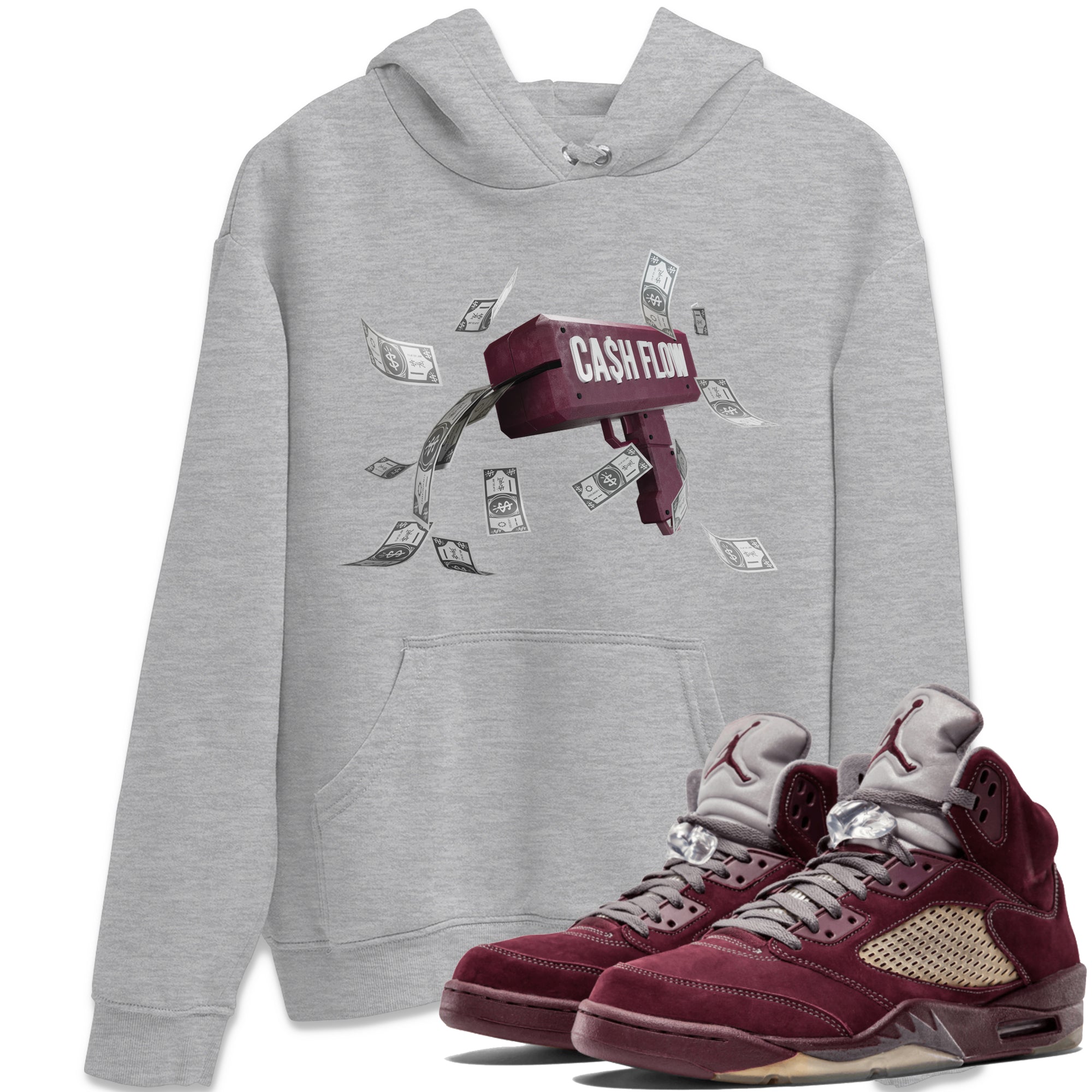 Cash Flow Unisex Tops - Air Jordan 5 Burgundy