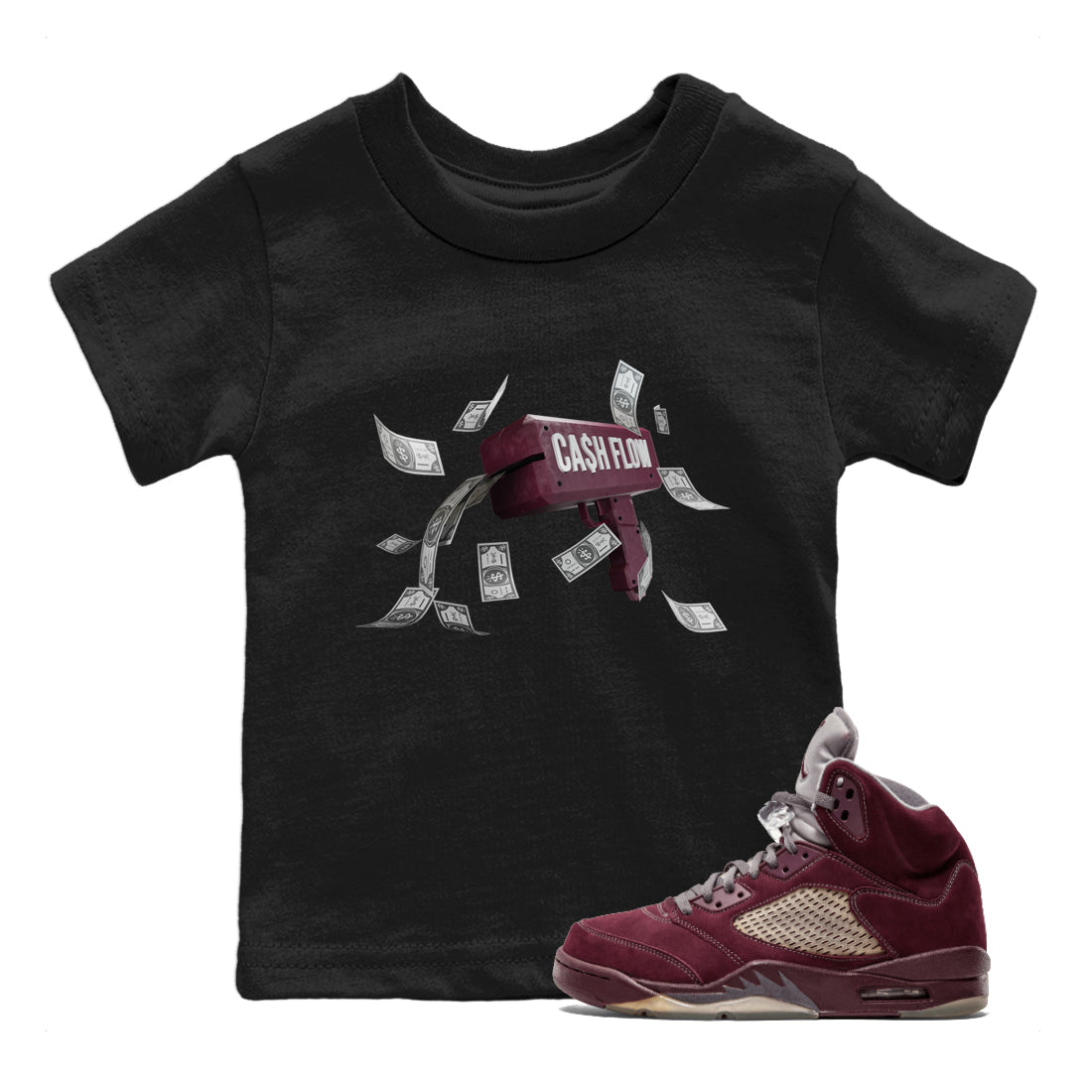 Cash Flow Kids Tops - Air Jordan 5 Burgundy