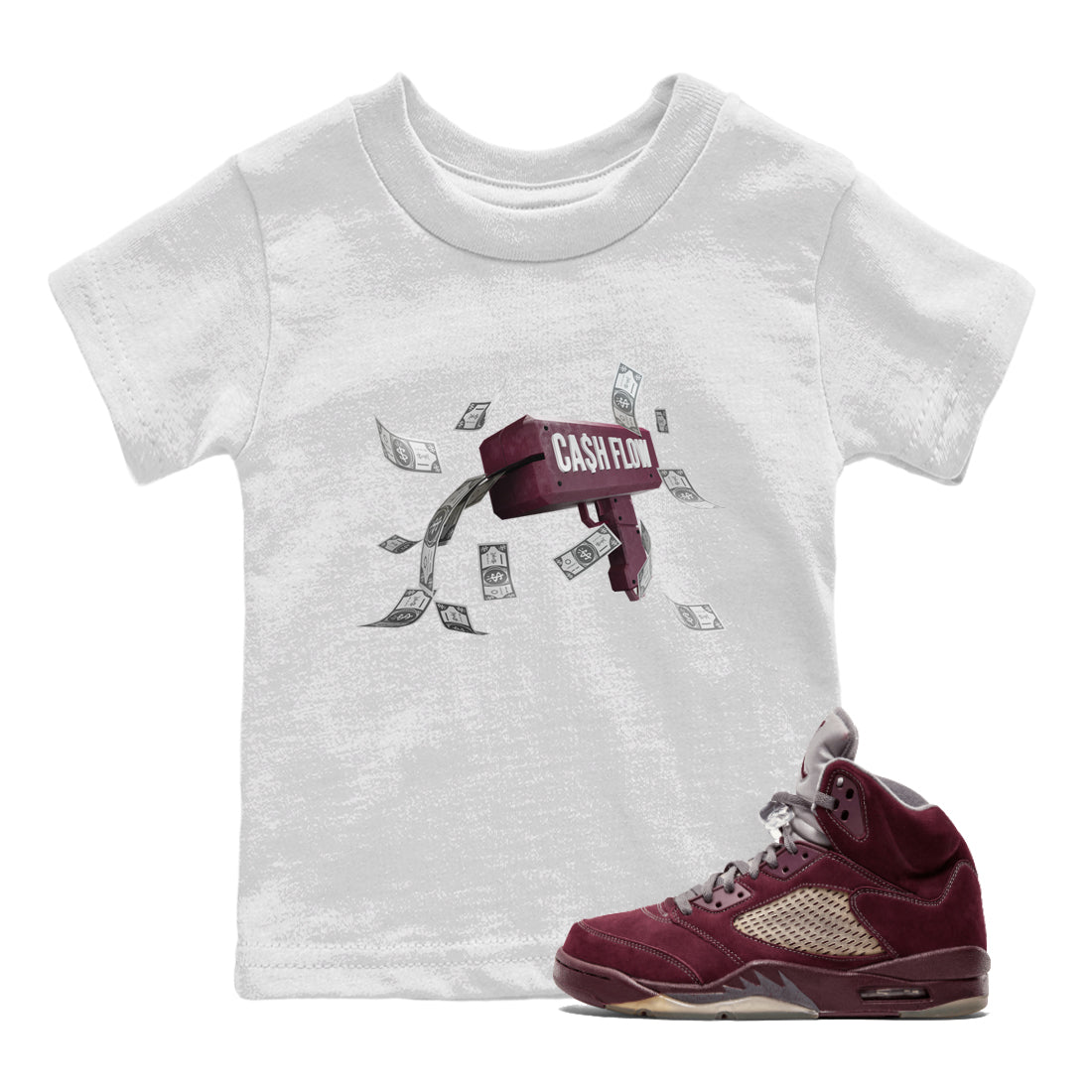 Cash Flow Kids Tops - Air Jordan 5 Burgundy
