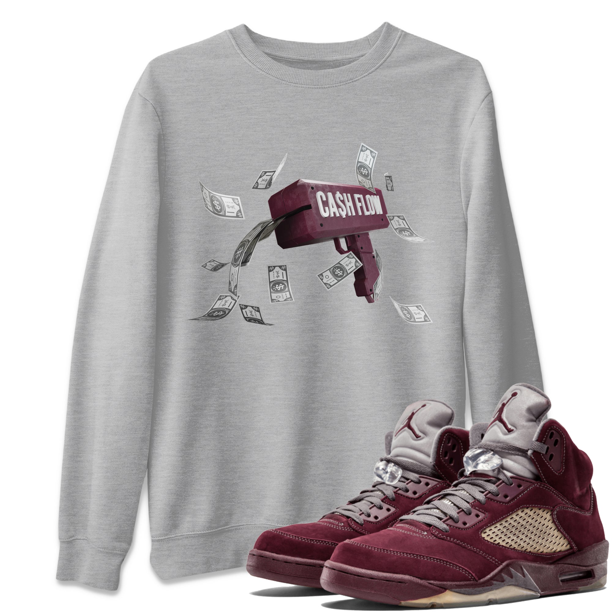 Cash Flow Unisex Tops - Air Jordan 5 Burgundy