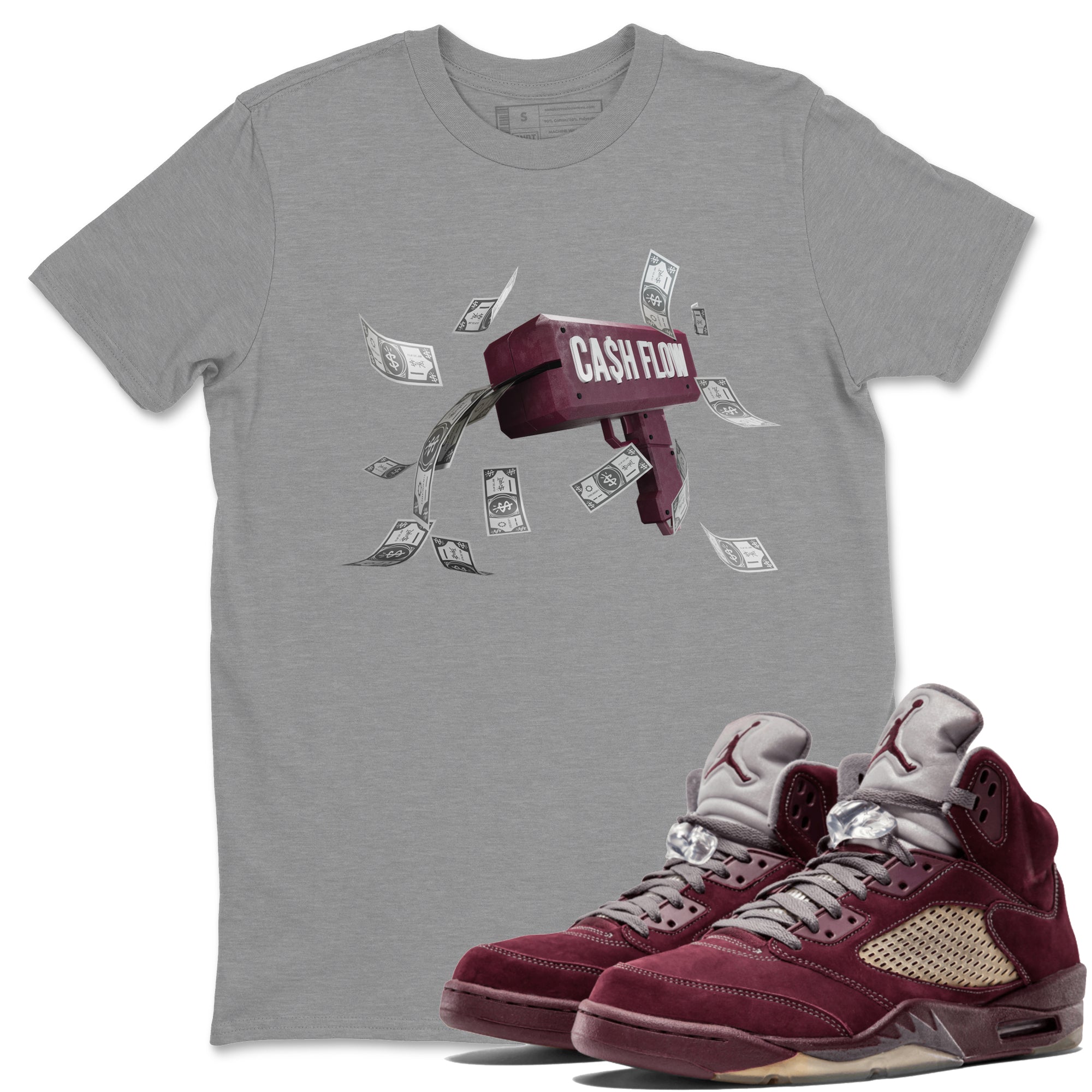 Cash Flow Unisex Tops - Air Jordan 5 Burgundy