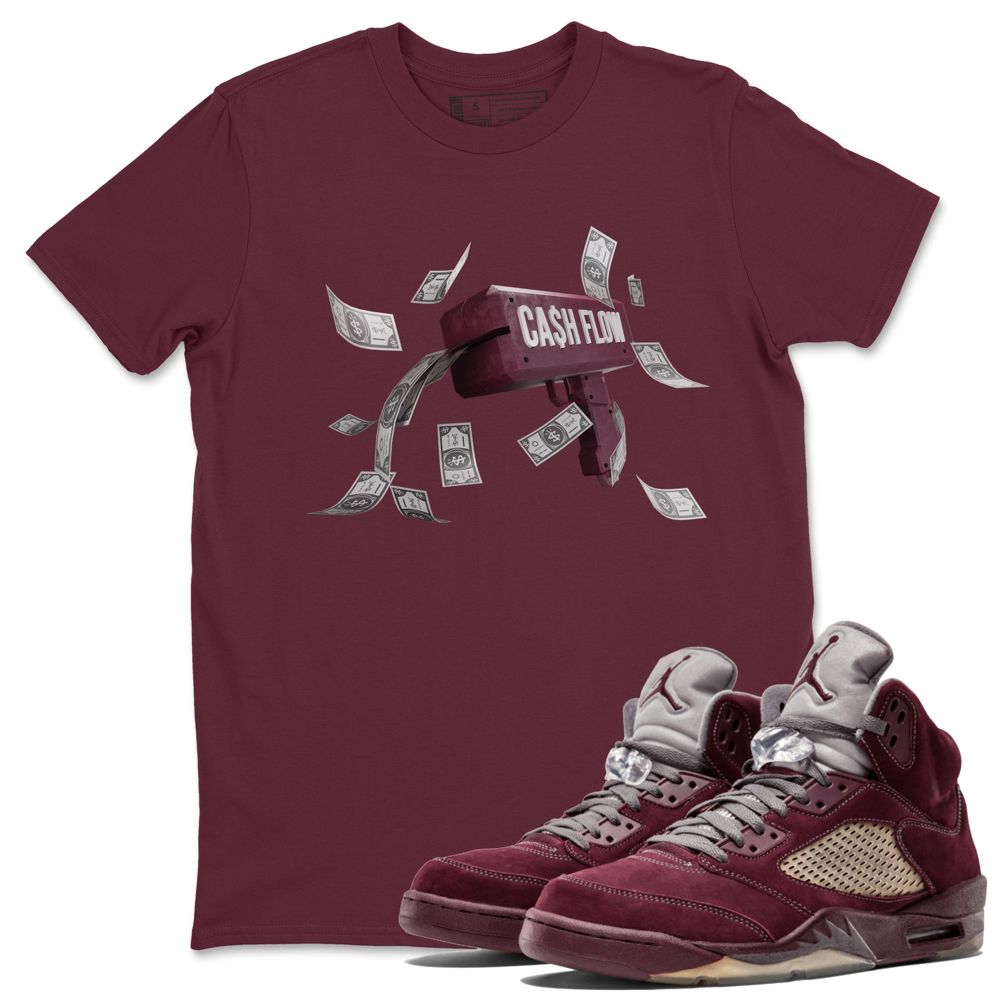 Cash Flow Unisex Tops - Air Jordan 5 Burgundy