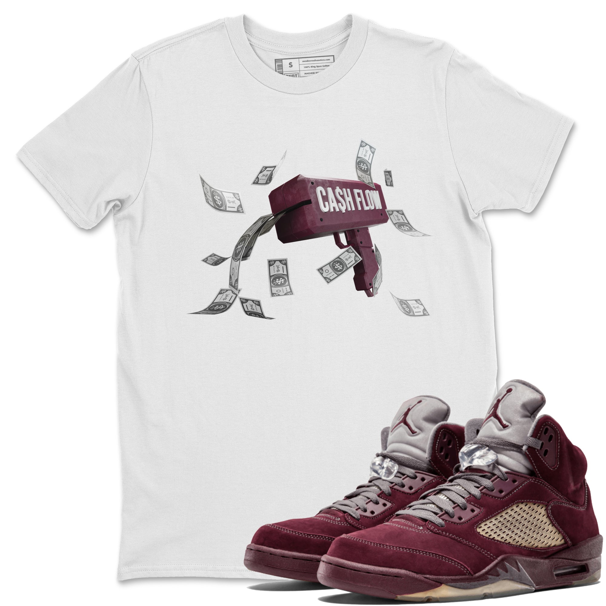 Cash Flow Unisex Tops - Air Jordan 5 Burgundy