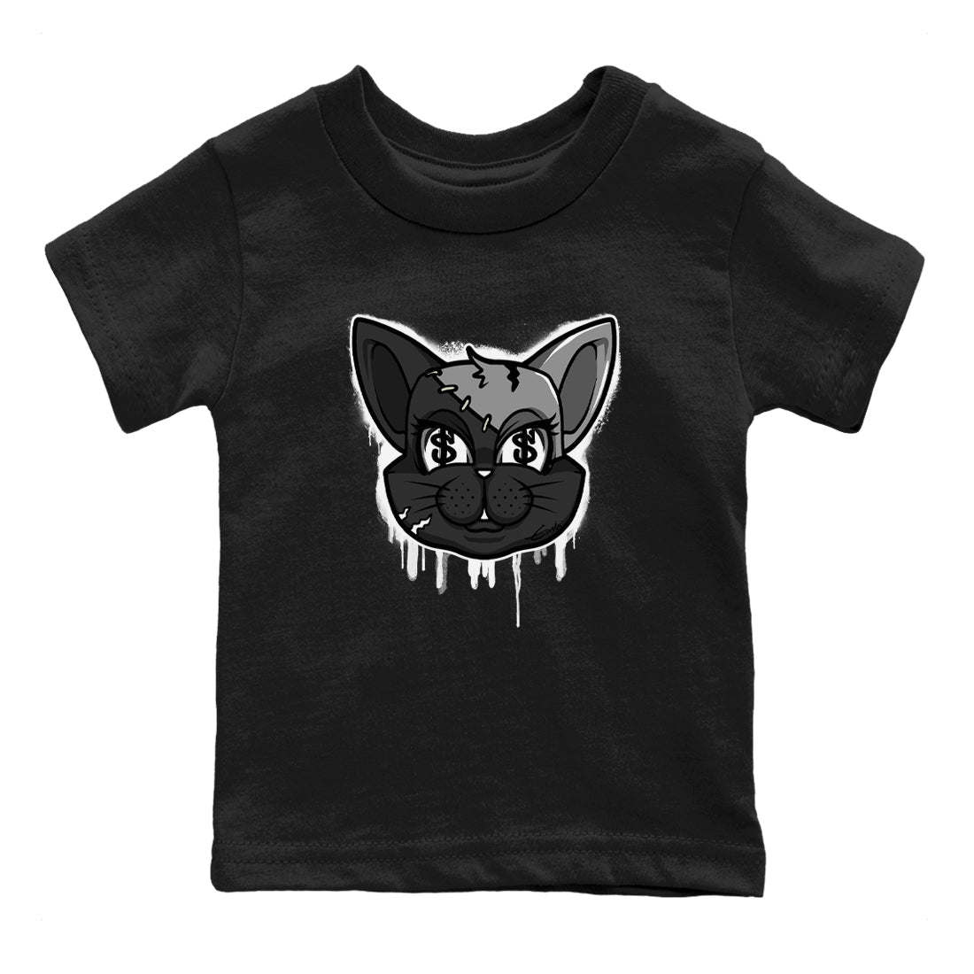 Cat Face snkmatch Tees Kids - Air Jordan 5 Black Cat