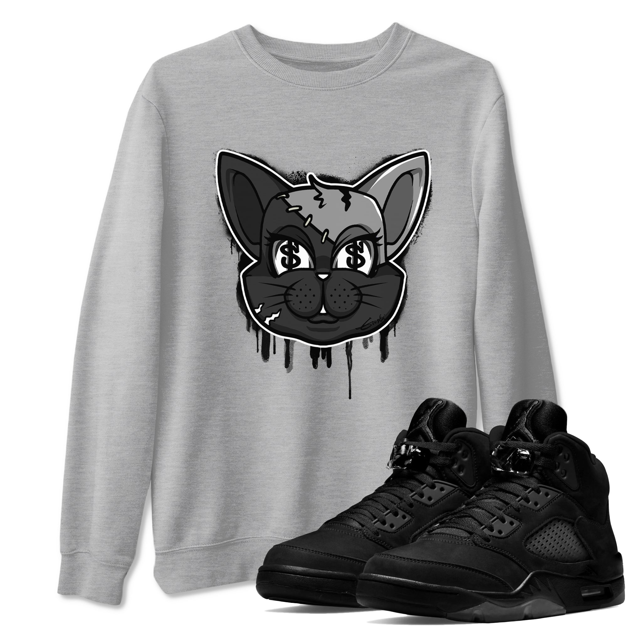 Cat Face snkmatch Tees - Air Jordan 5 Black Cat