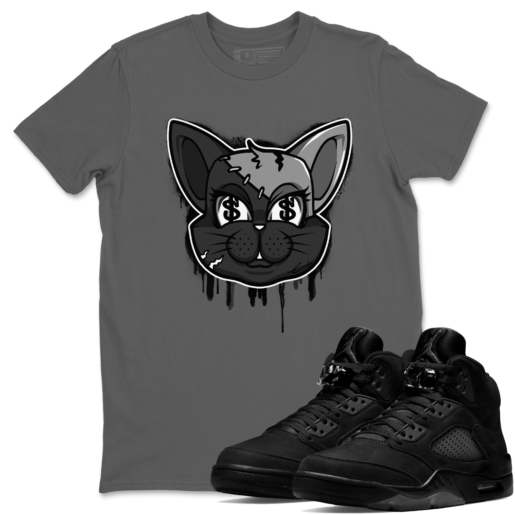 Cat Face snkmatch Tees - Air Jordan 5 Black Cat