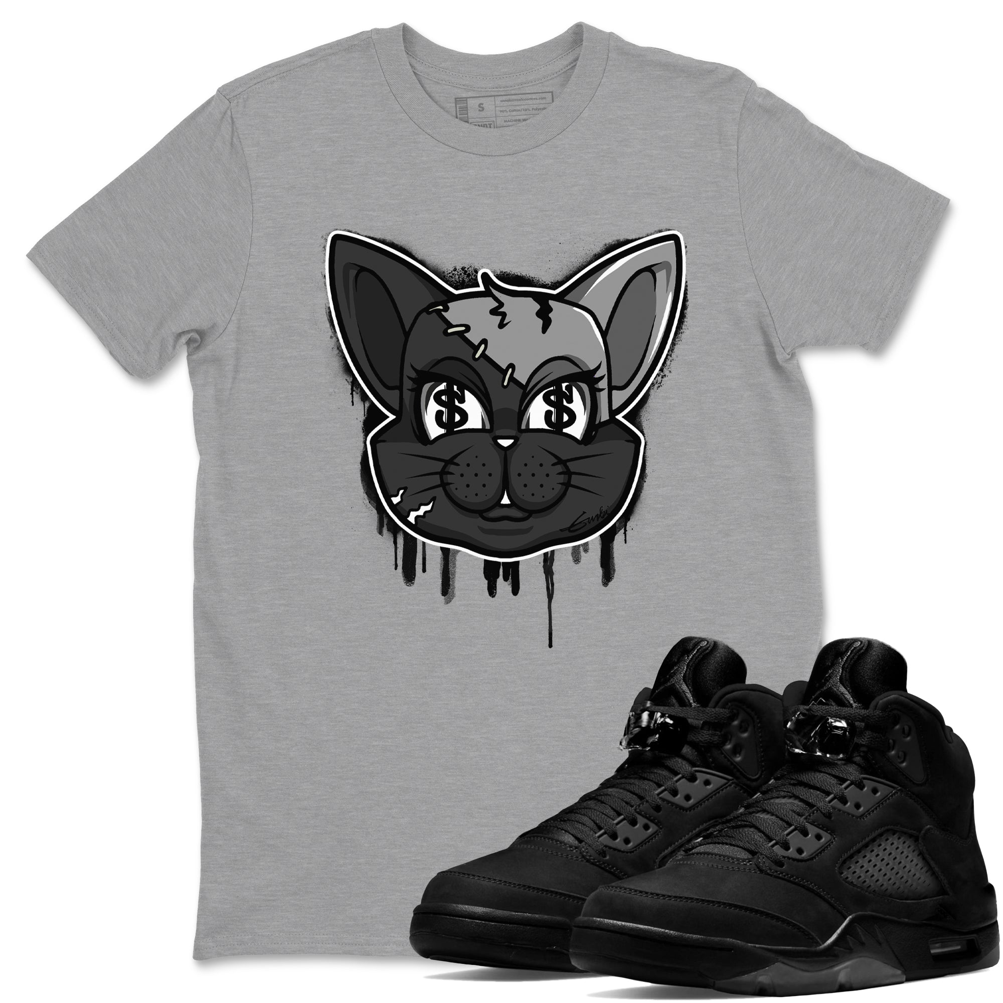 Cat Face snkmatch Tees - Air Jordan 5 Black Cat