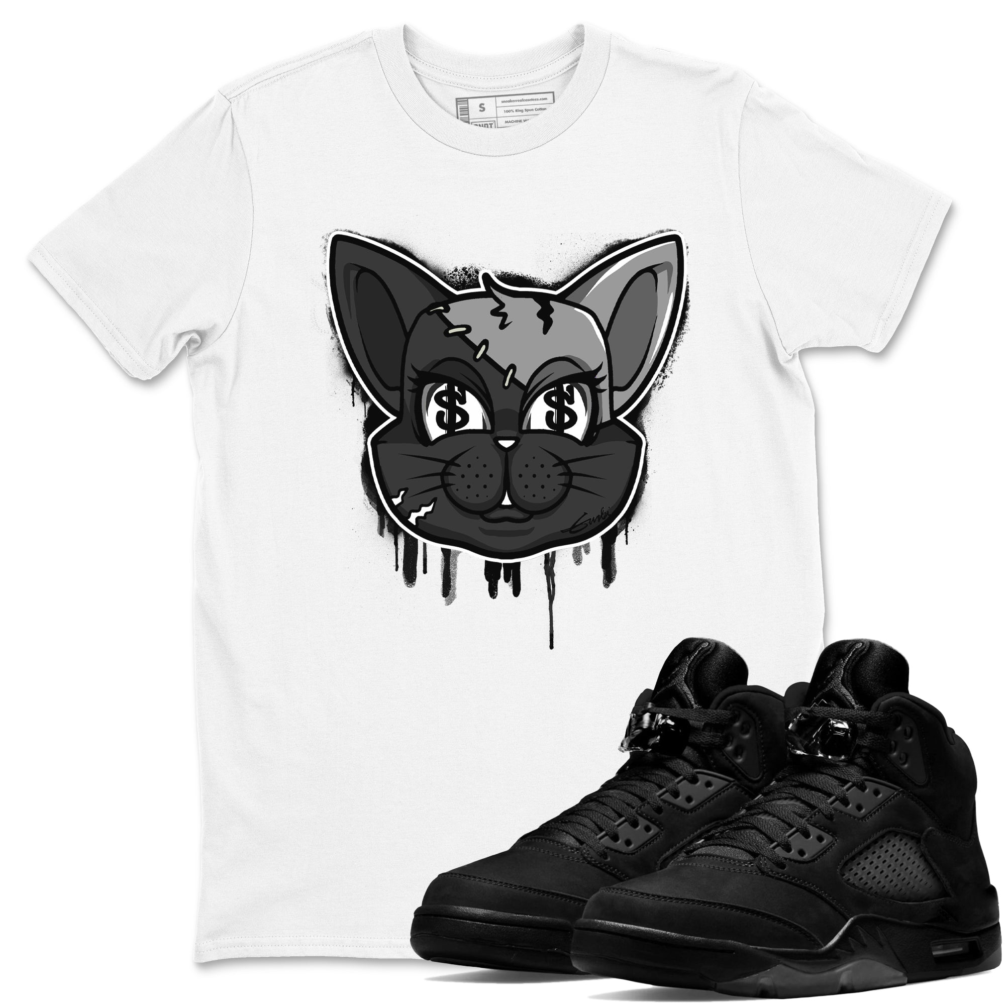 Cat Face snkmatch Tees - Air Jordan 5 Black Cat