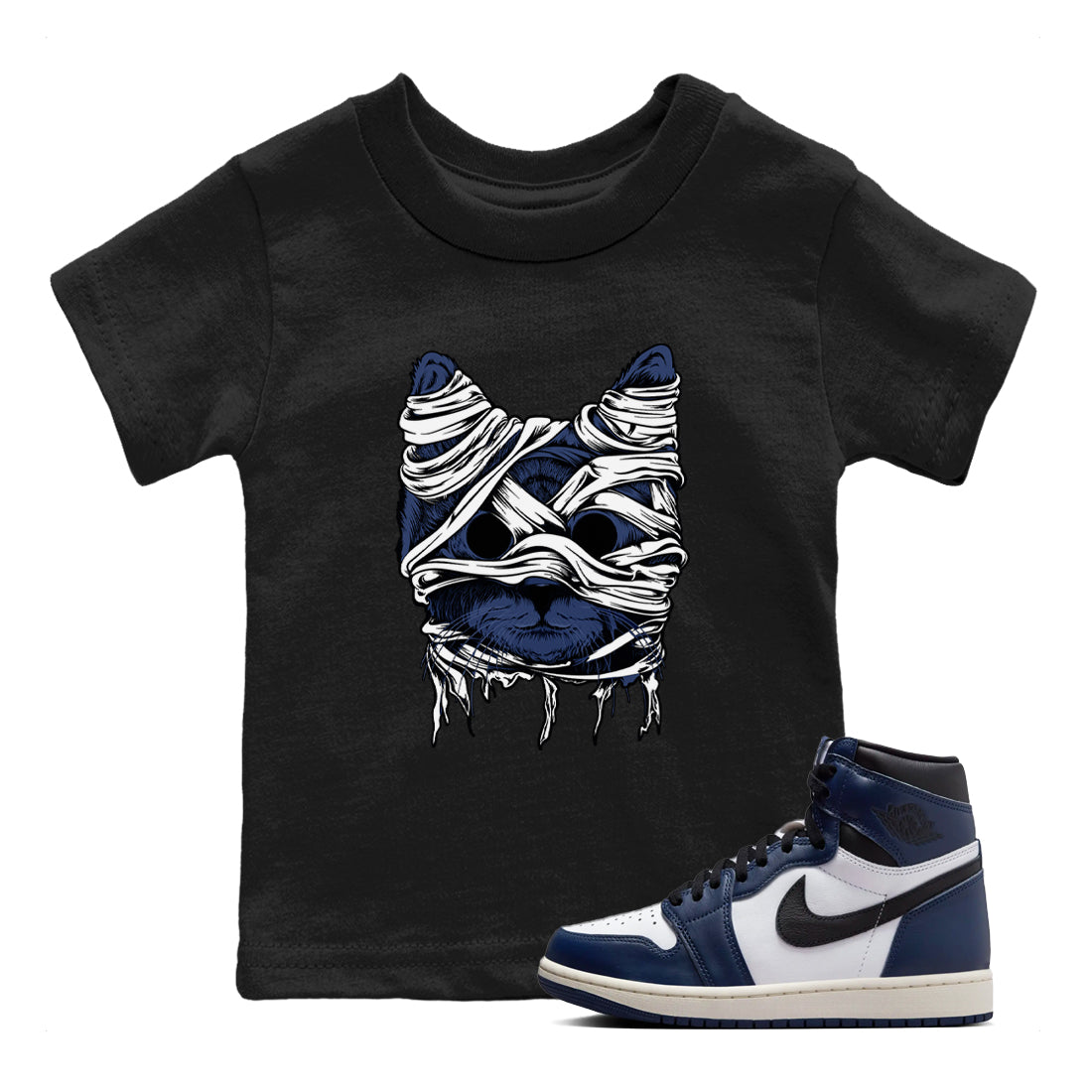 Cat Mummy snkmatch Tees Kids - Air Jordan 1 Midnight Navy