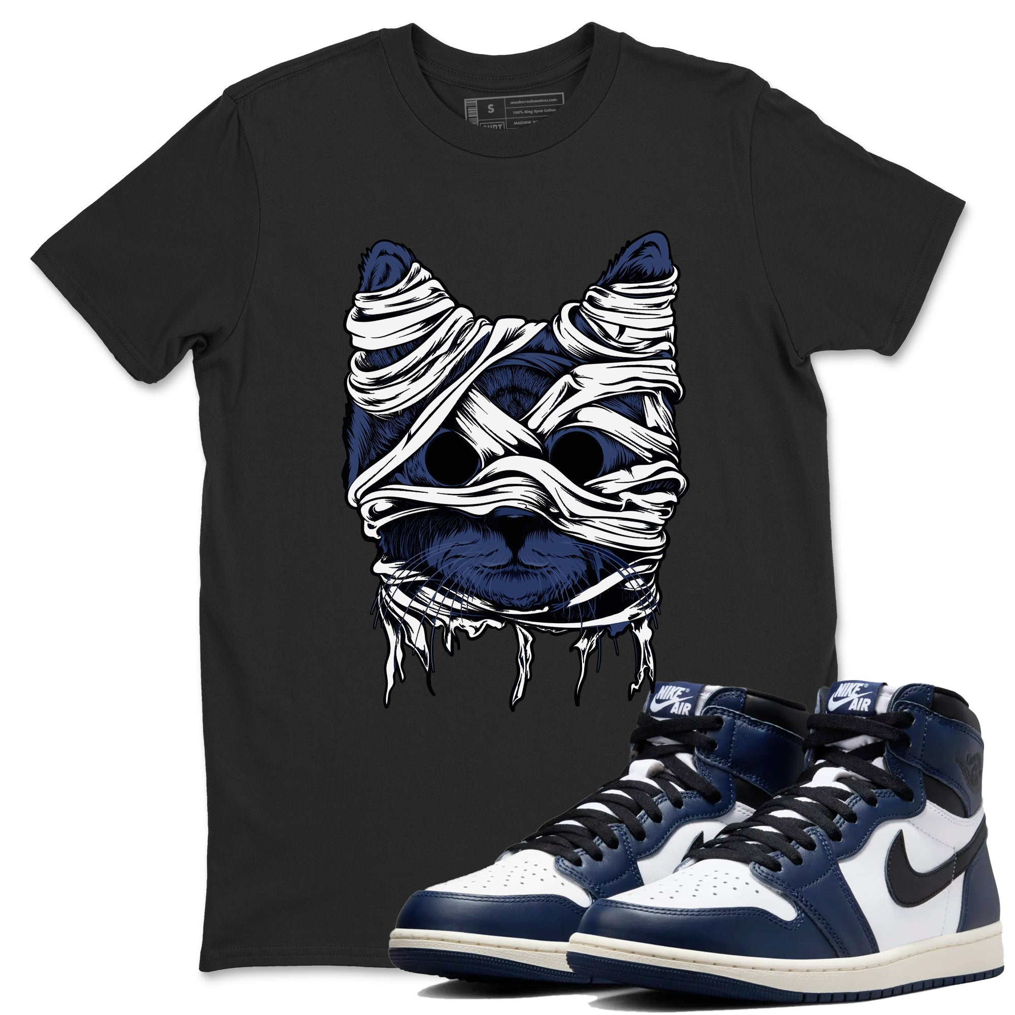 Cat Mummy snkmatch Tees - Air Jordan 1 Midnight Navy