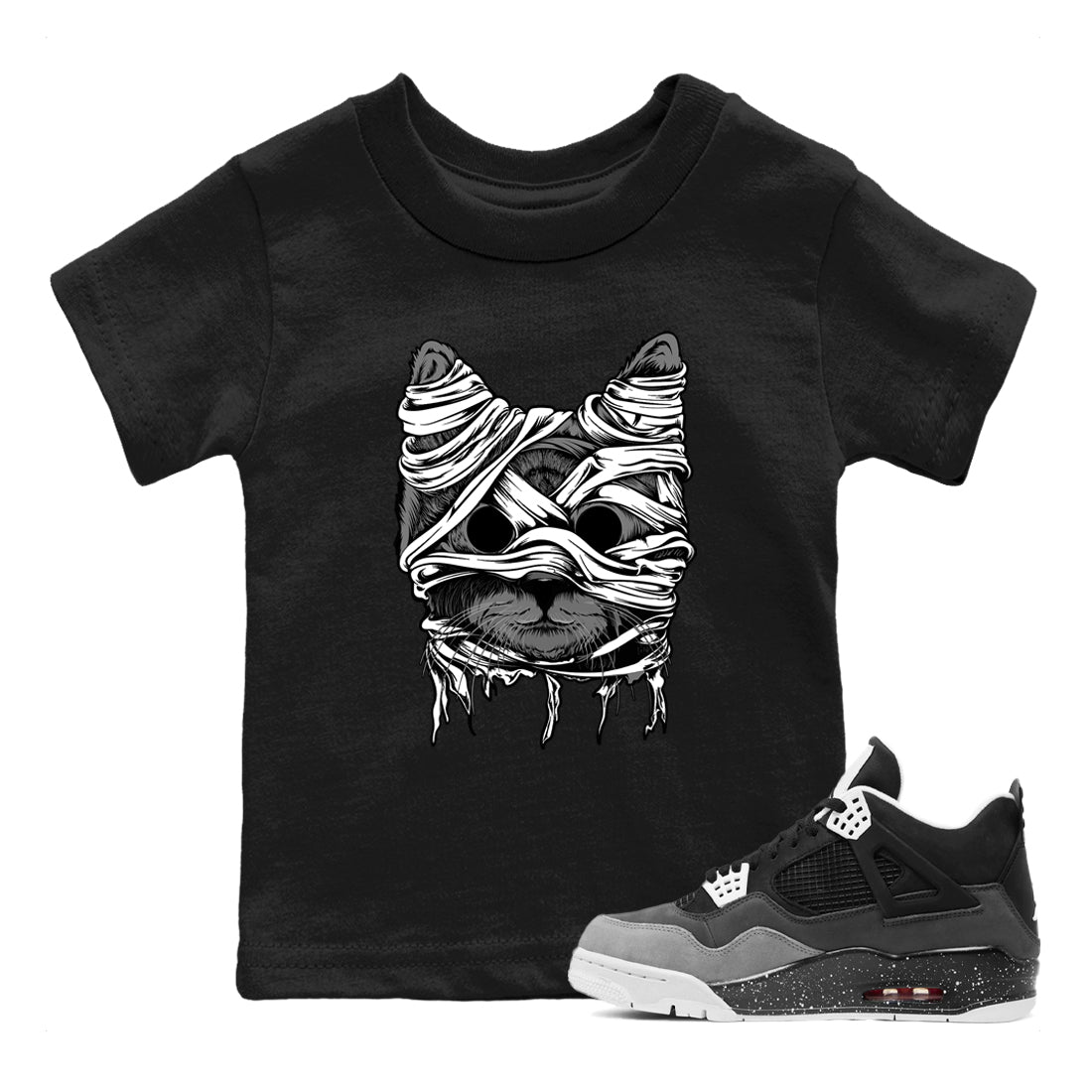 Cat Mummy snkmatch Tees Kids - Air Jordan 4 Fear