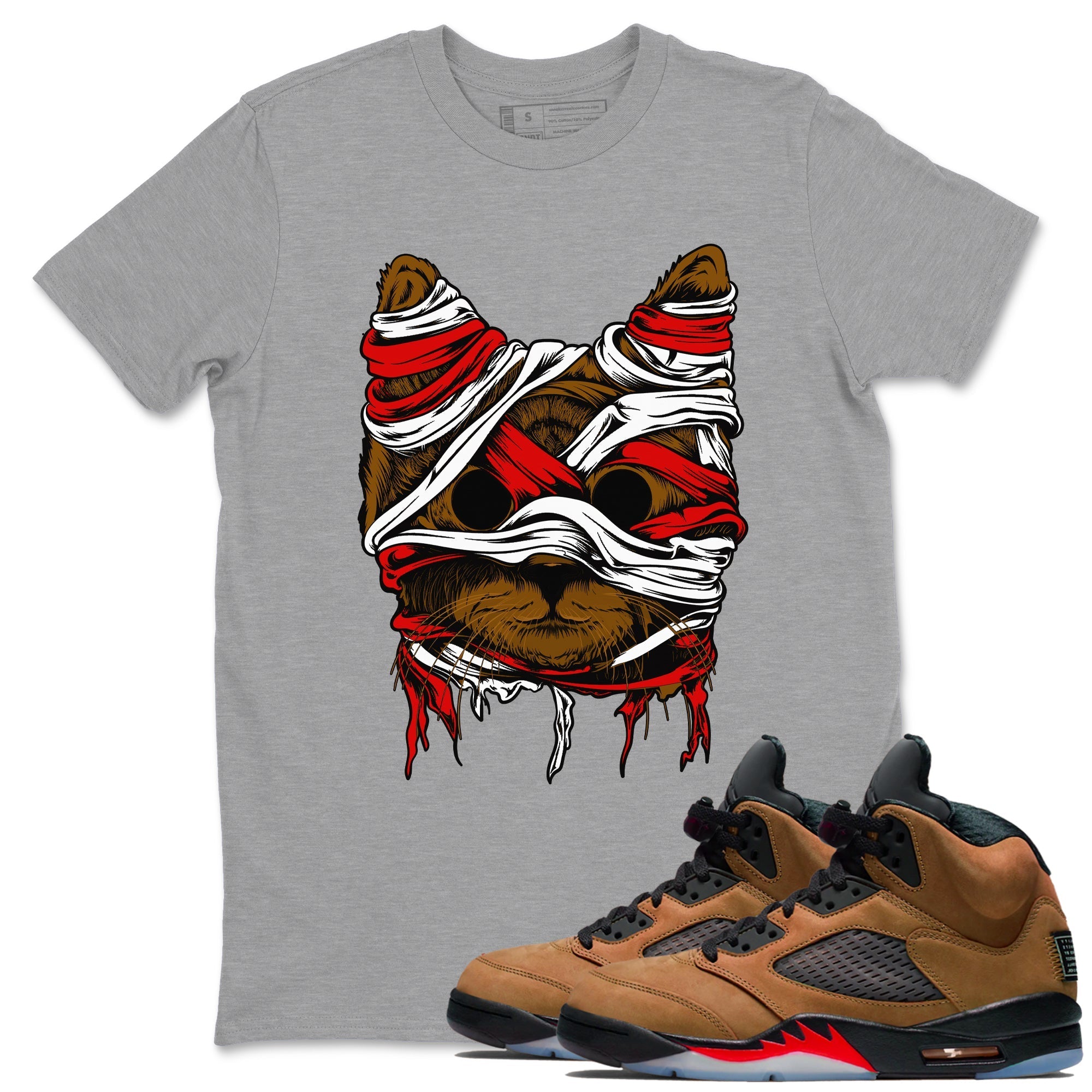 Cat Mummy snkmatch Tees - Air Jordan 5 Archaeo Brown