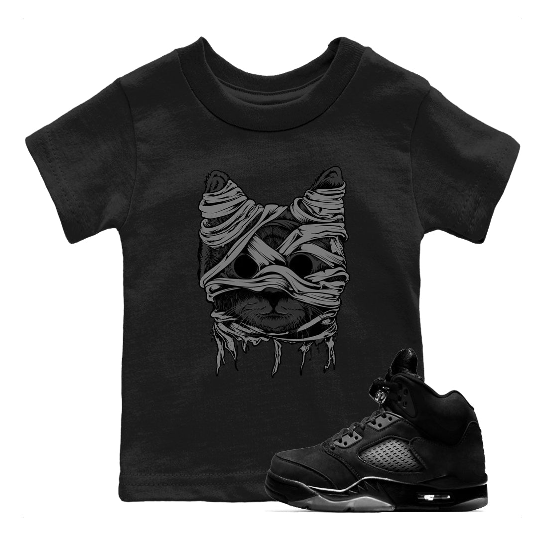 Cat Mummy snkmatch Tees Kids - Air Jordan 5 Black Cat