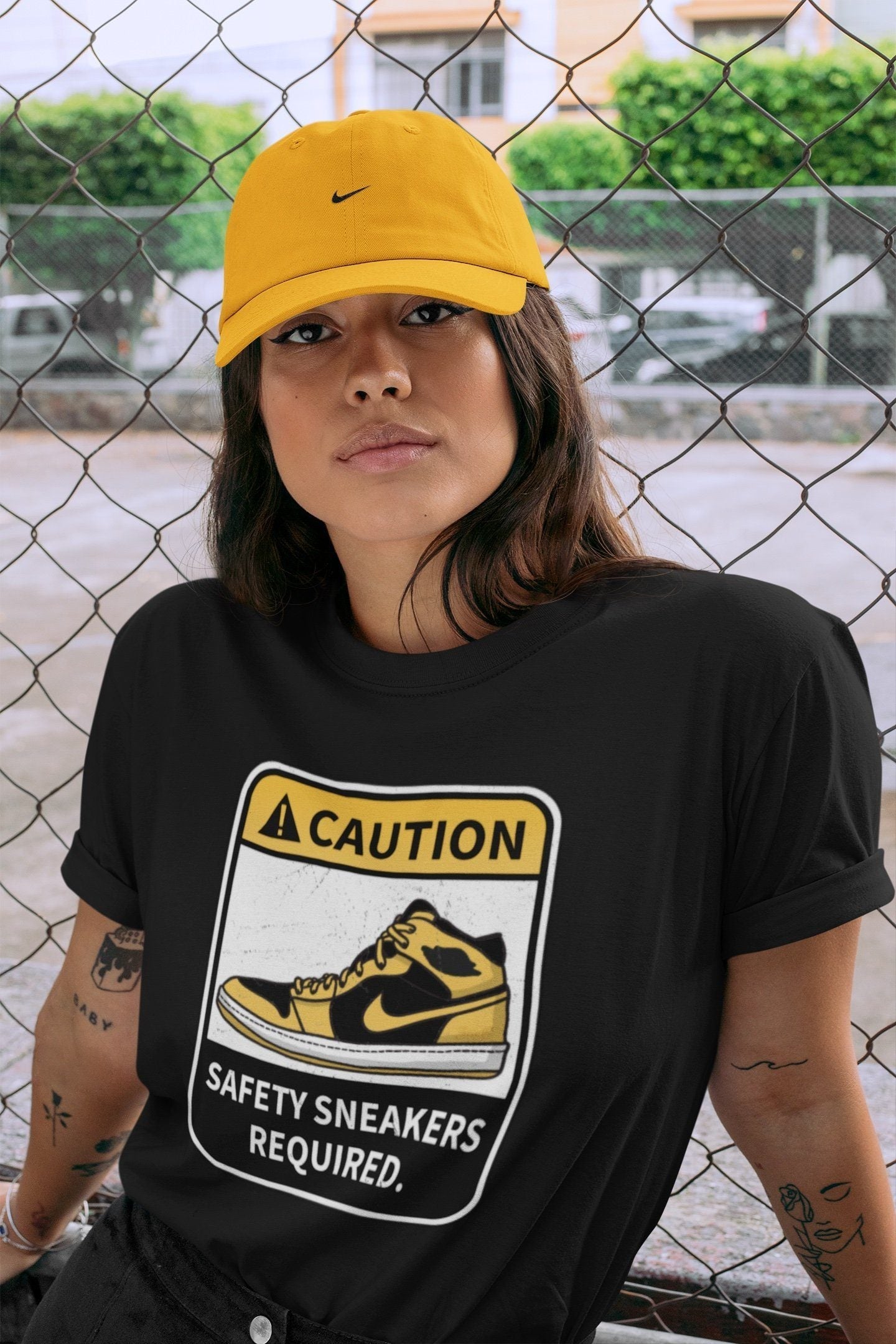 Caution Unisex Tops - Air Jordan 1 Pollen