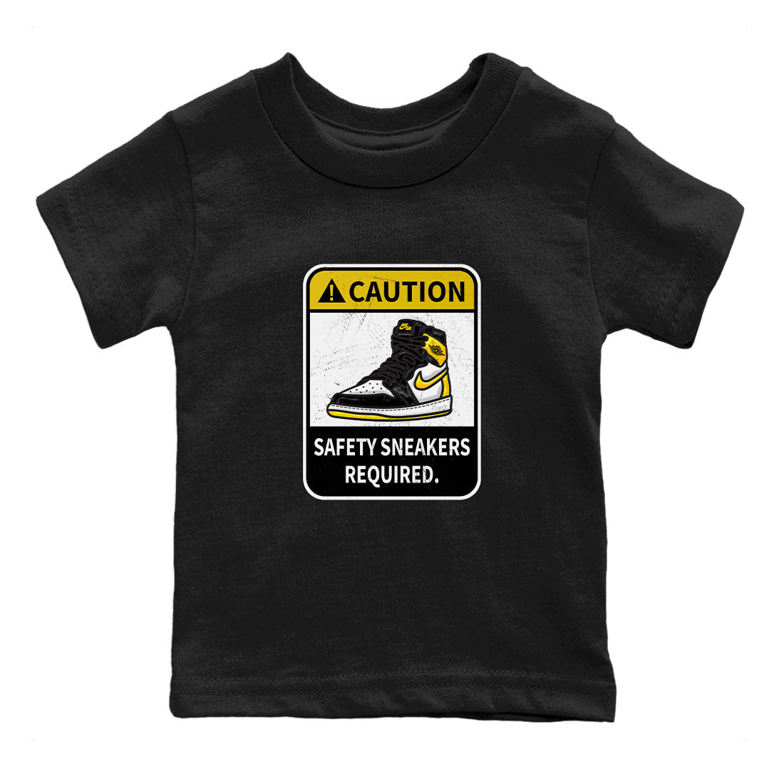 Caution snkmatch Tees Kids - Air Jordan 1 Yellow Ochre