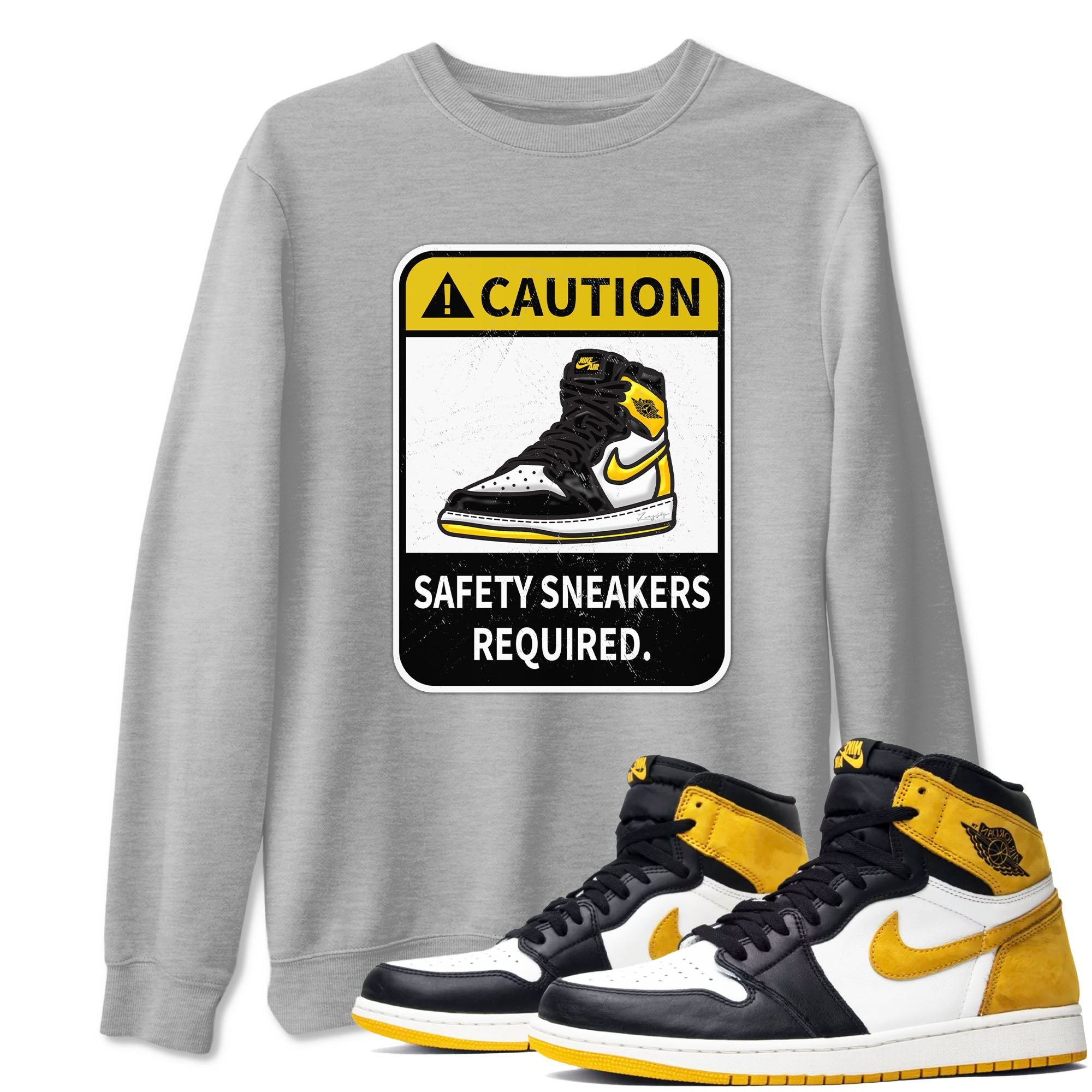 Caution snkmatch Tees - Air Jordan 1 Yellow Ochre