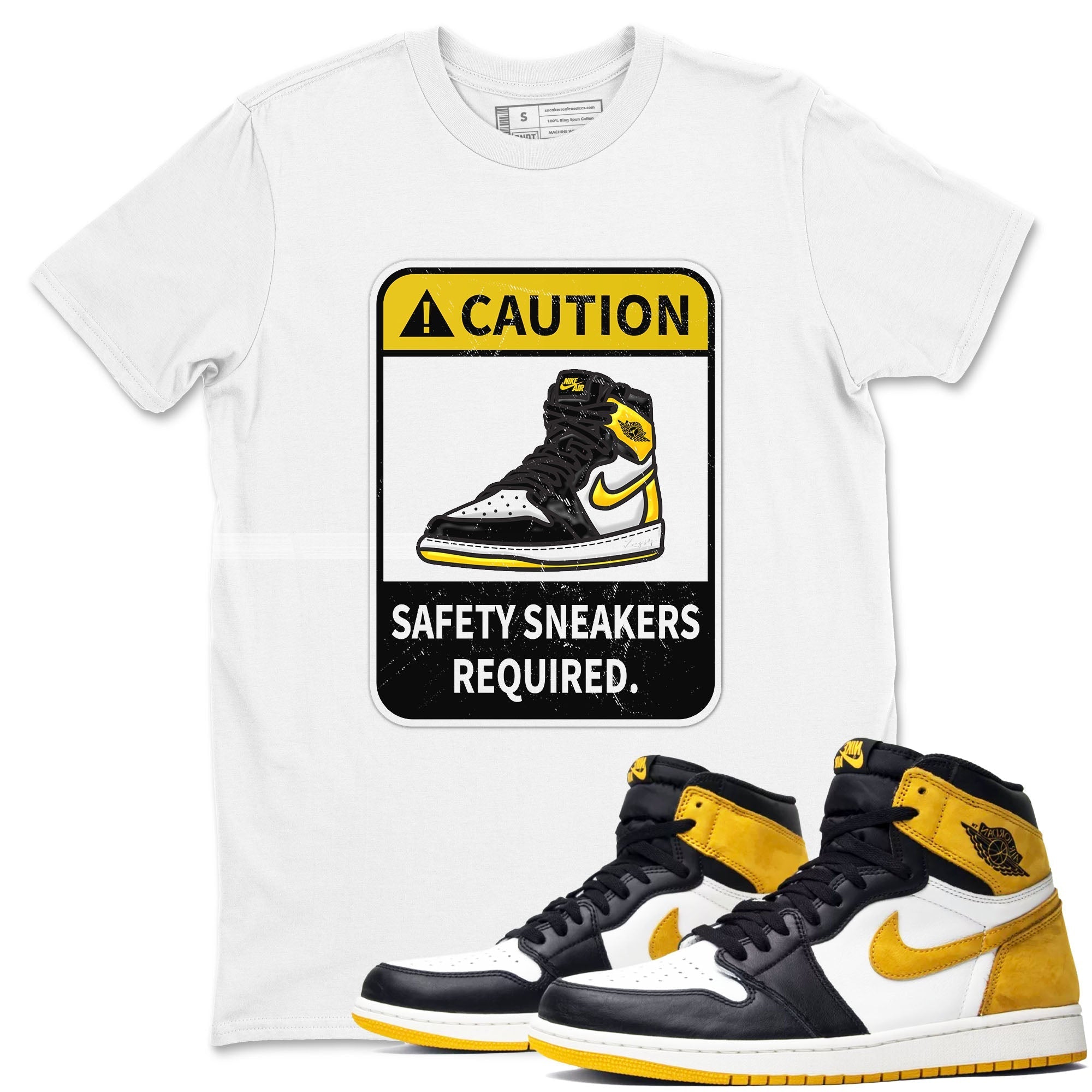 Caution snkmatch Tees - Air Jordan 1 Yellow Ochre