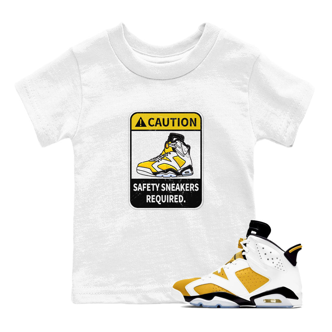 Caution snkmatch Tees Kids - Air Jordan 6 Yellow Ochre