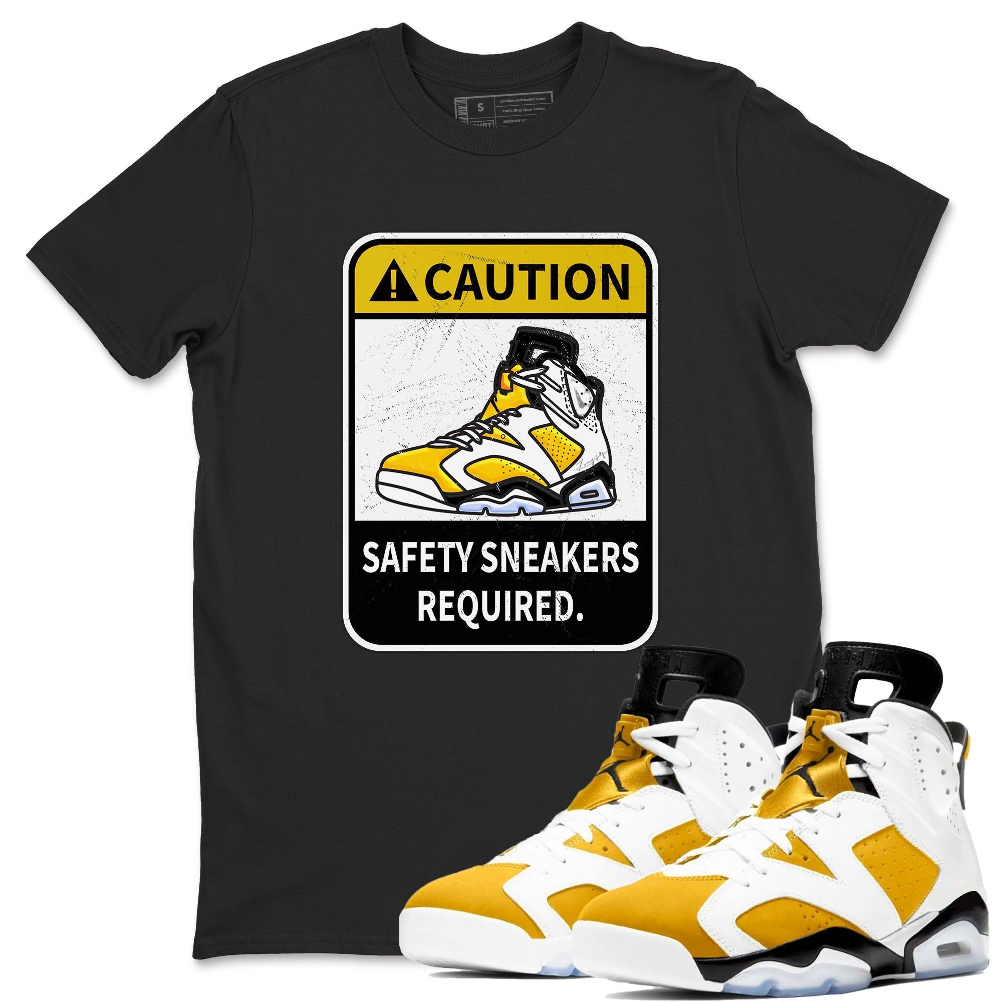 Caution snkmatch Tees - Air Jordan 6 Yellow Ochre
