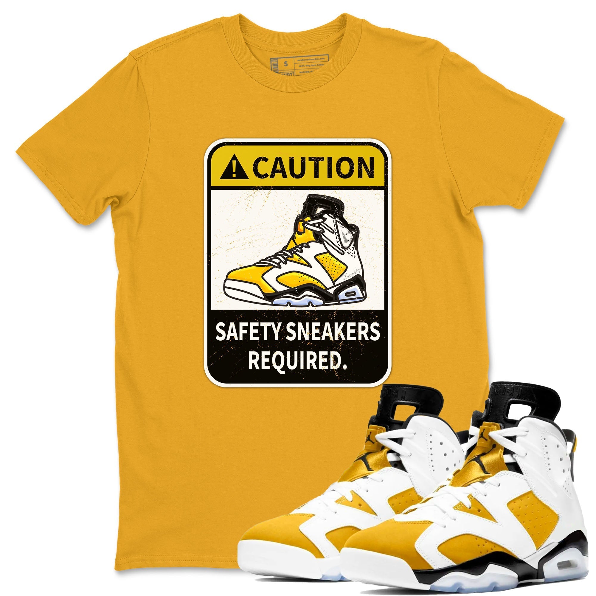 Caution snkmatch Tees - Air Jordan 6 Yellow Ochre