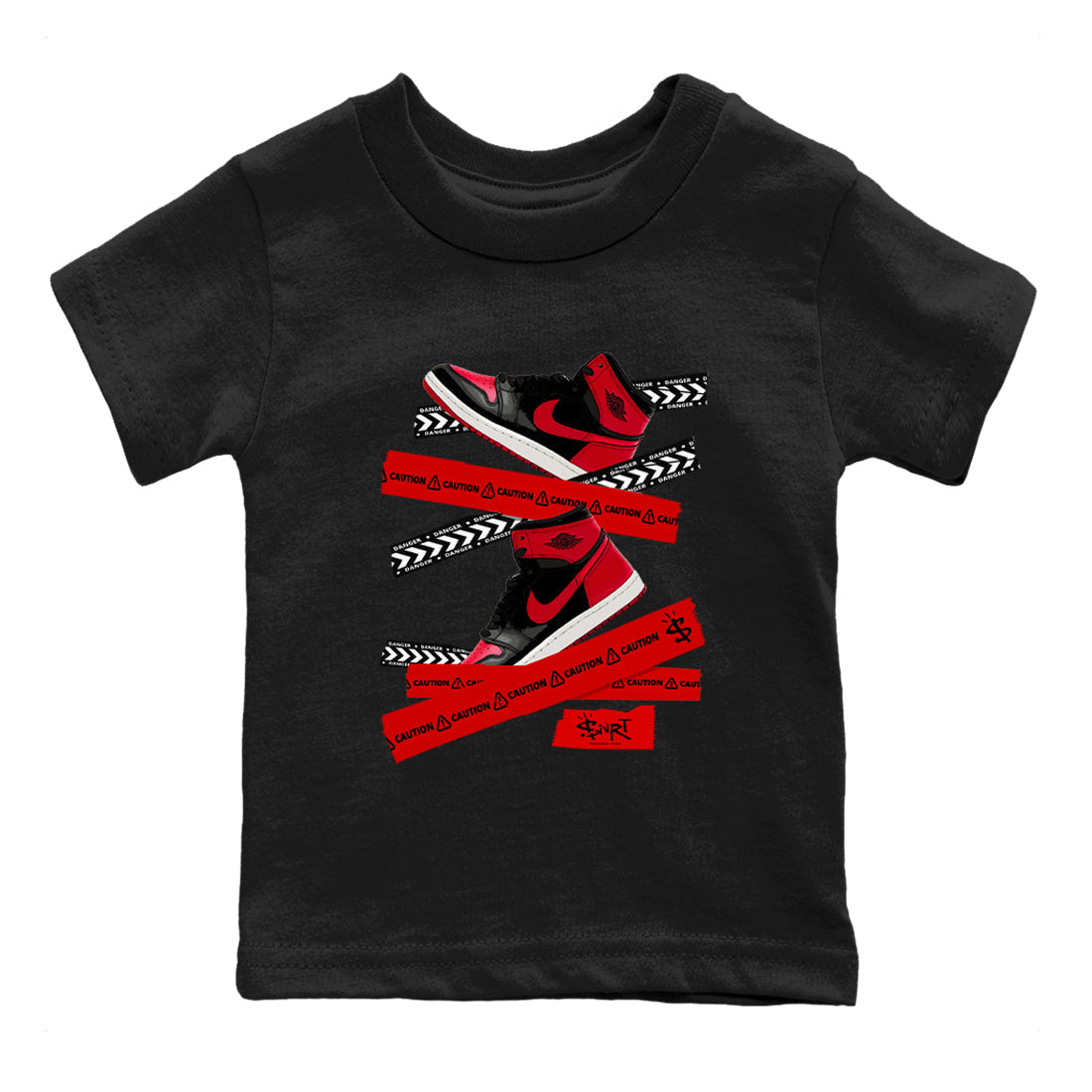 Caution Tape snkmatch Tees Kids - Air Jordan 1 '85 Bred