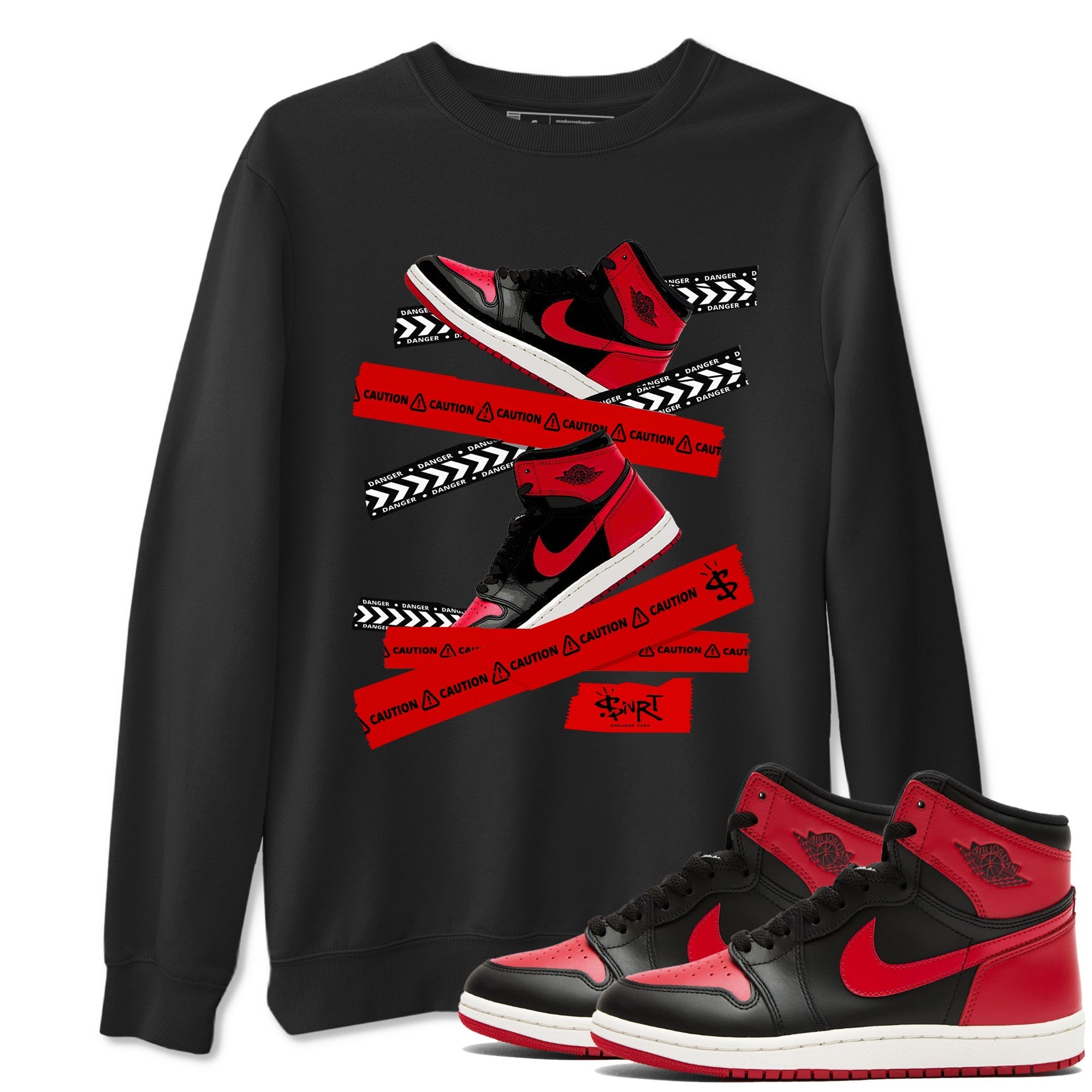 Caution Tape snkmatch Tees - Air Jordan 1 '85 Bred