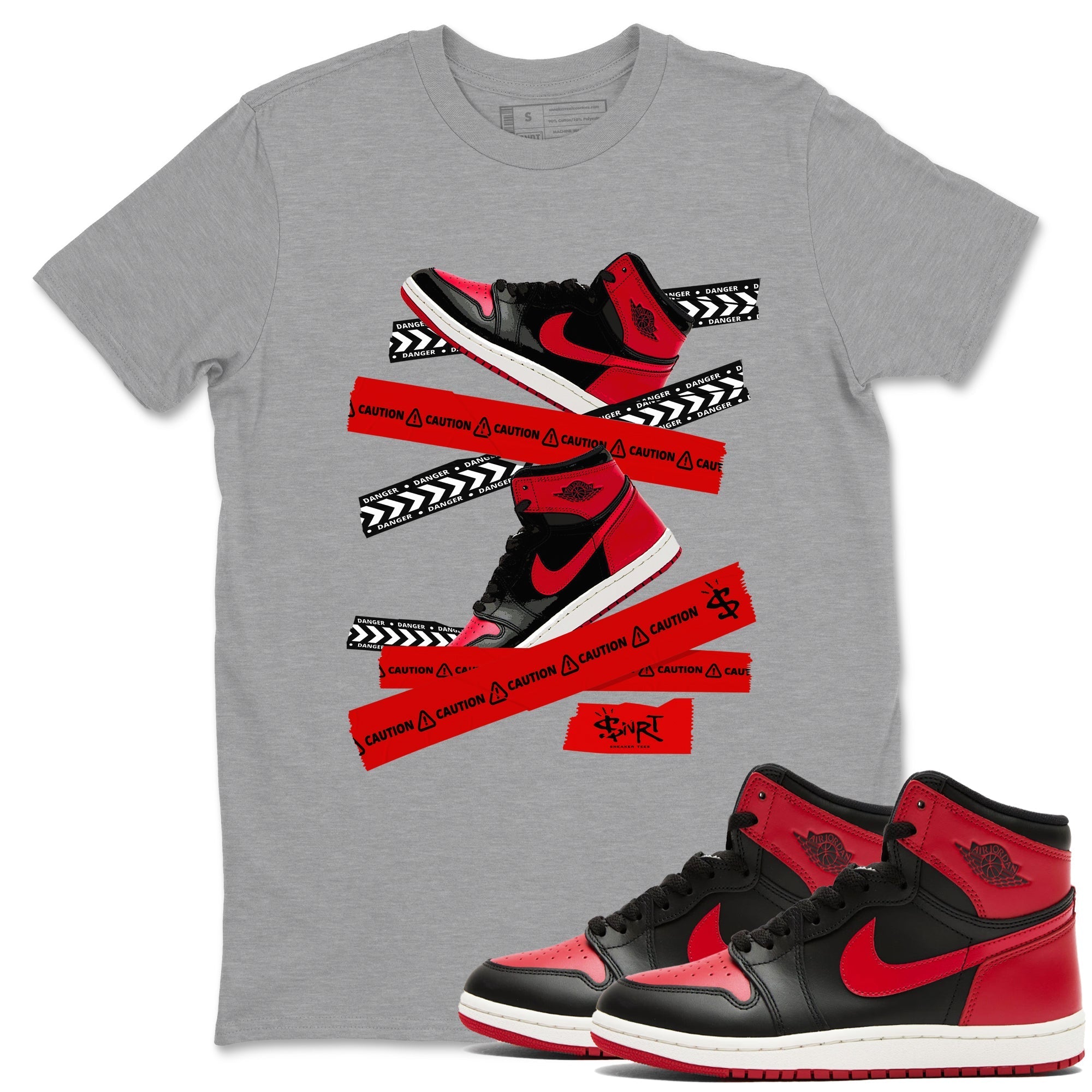 Caution Tape snkmatch Tees - Air Jordan 1 '85 Bred