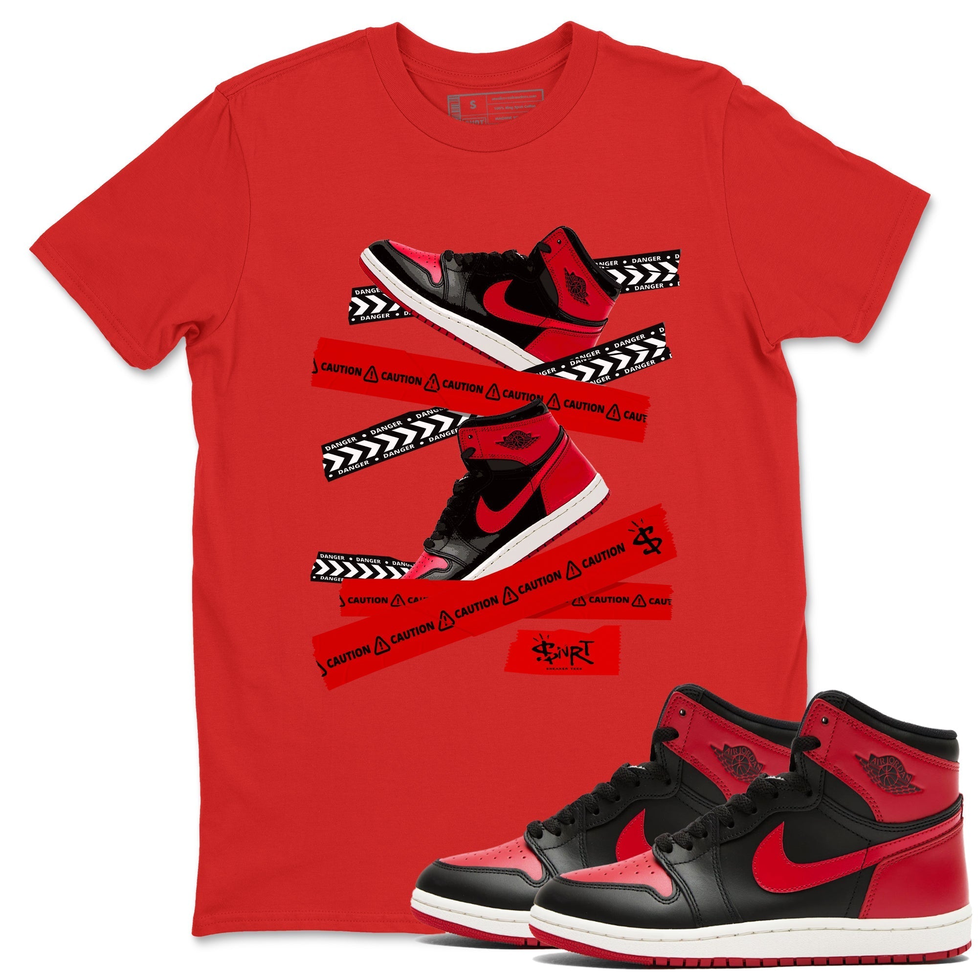 Caution Tape snkmatch Tees - Air Jordan 1 '85 Bred