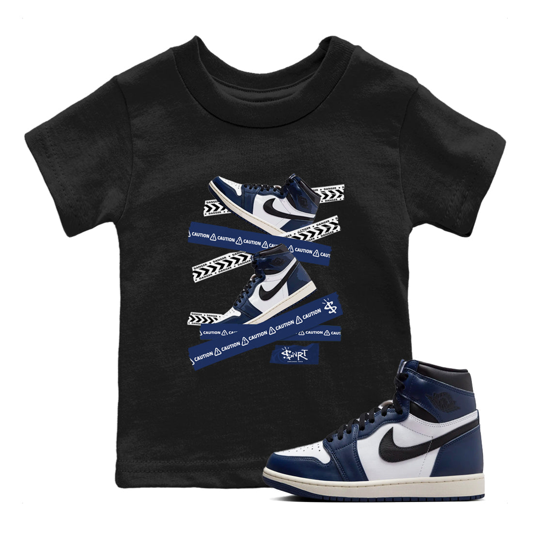 Caution Tape snkmatch Tees Kids - Air Jordan 1 Midnight Navy