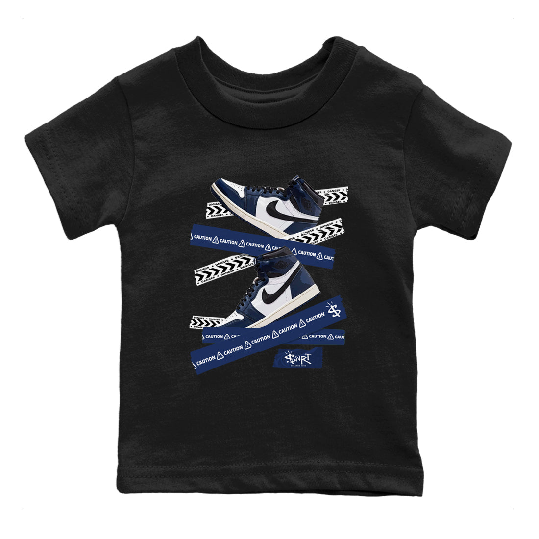 Caution Tape snkmatch Tees Kids - Air Jordan 1 Midnight Navy