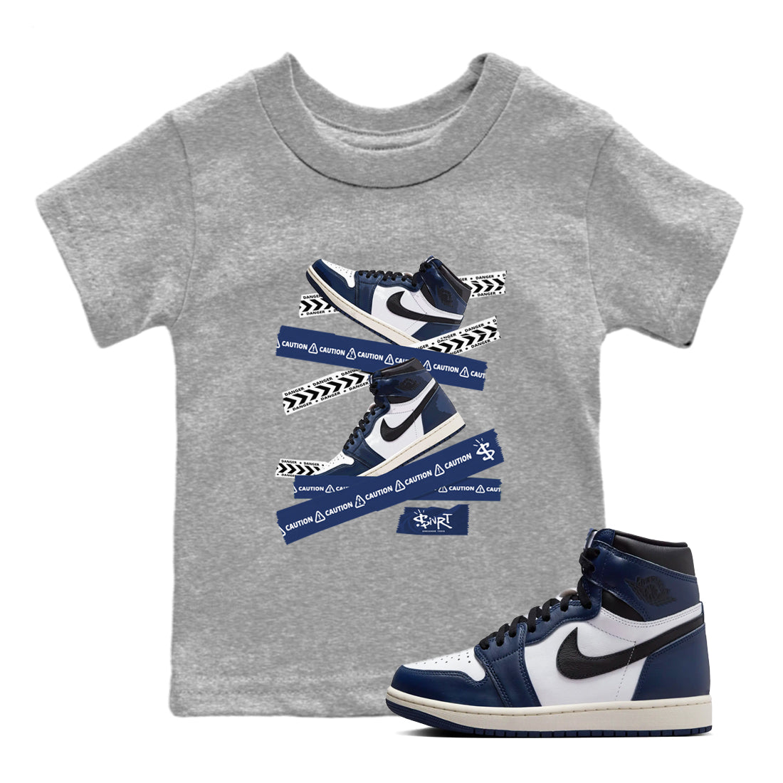 Caution Tape snkmatch Tees Kids - Air Jordan 1 Midnight Navy