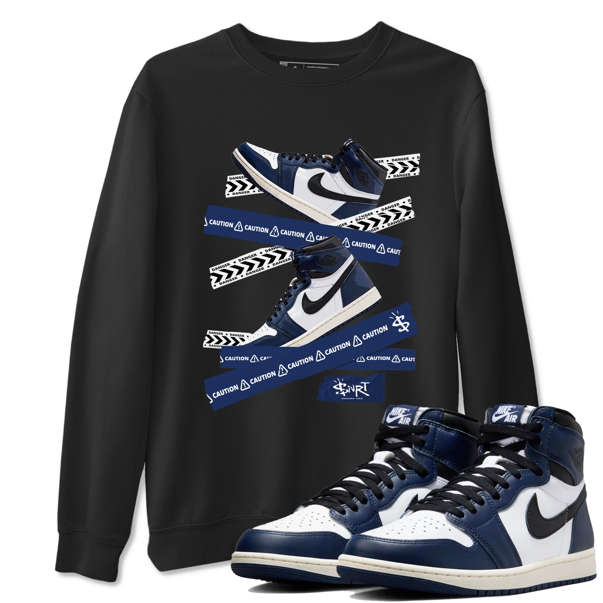 Caution Tape snkmatch Tees - Air Jordan 1 Midnight Navy