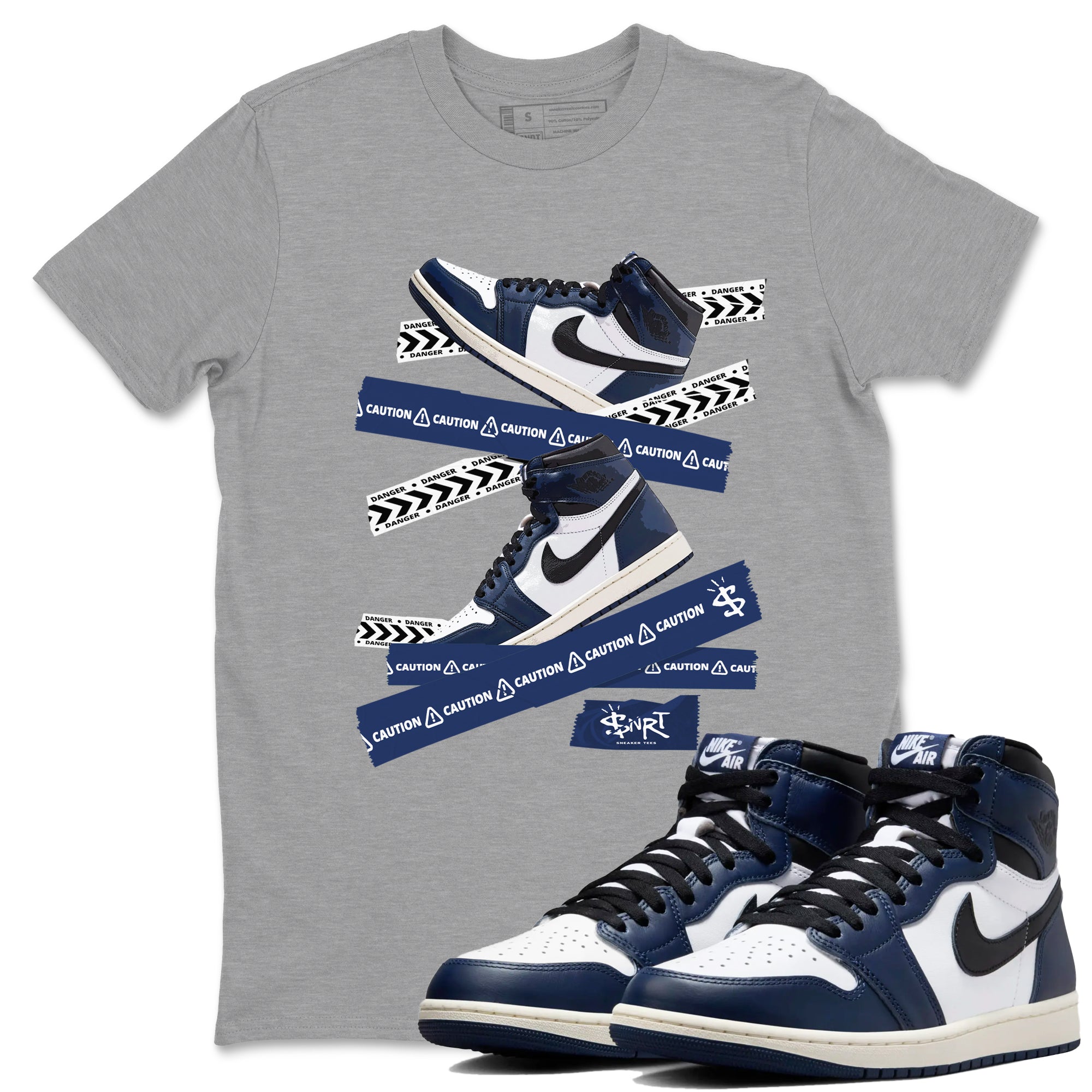 Caution Tape snkmatch Tees - Air Jordan 1 Midnight Navy