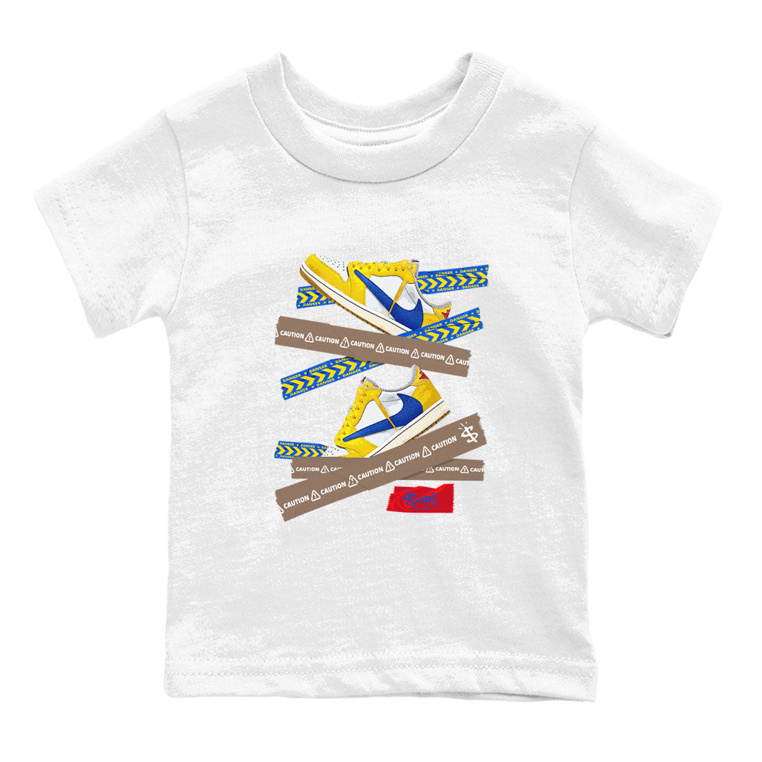 Caution Tape snkmatch Tees Kids - Air Jordan 1 Travis Scott Canary