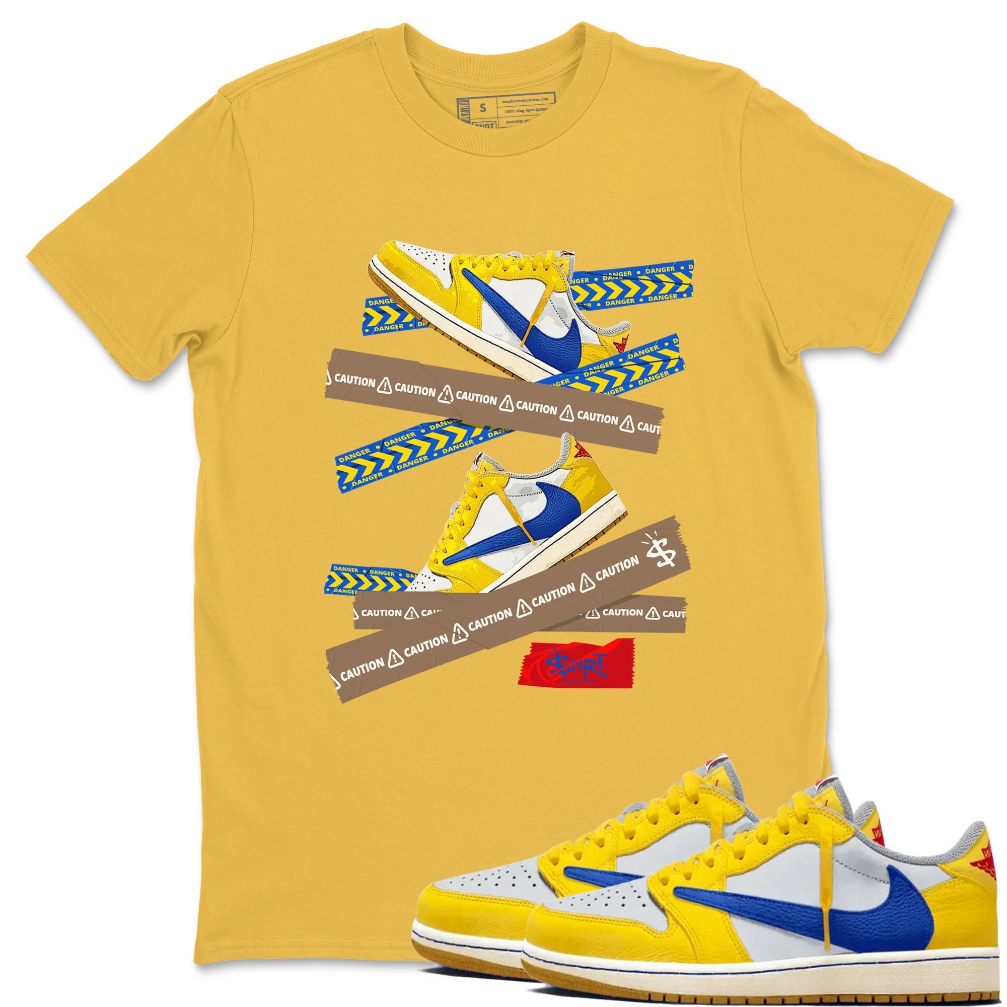 Caution Tape snkmatch Tees - Air Jordan 1 Travis Scott Canary