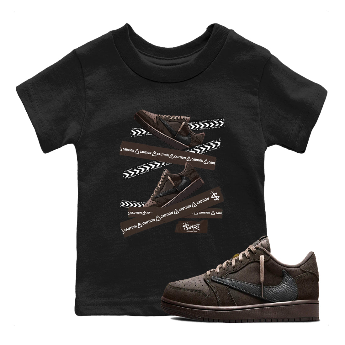 Caution Tape snkmatch Tees Kids - Air Jordan 1 Travis Scott Velvet Brown