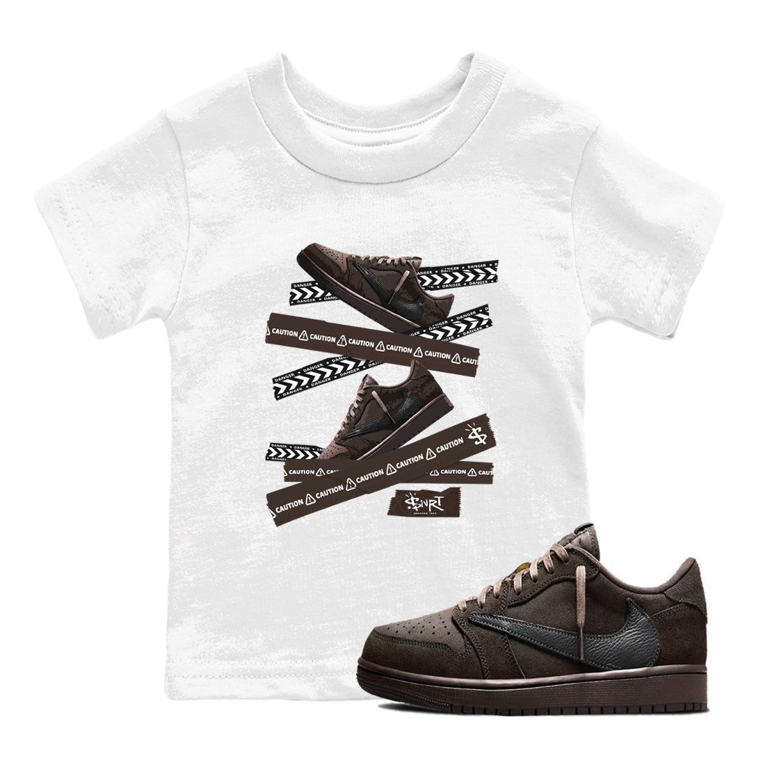 Caution Tape snkmatch Tees Kids - Air Jordan 1 Travis Scott Velvet Brown