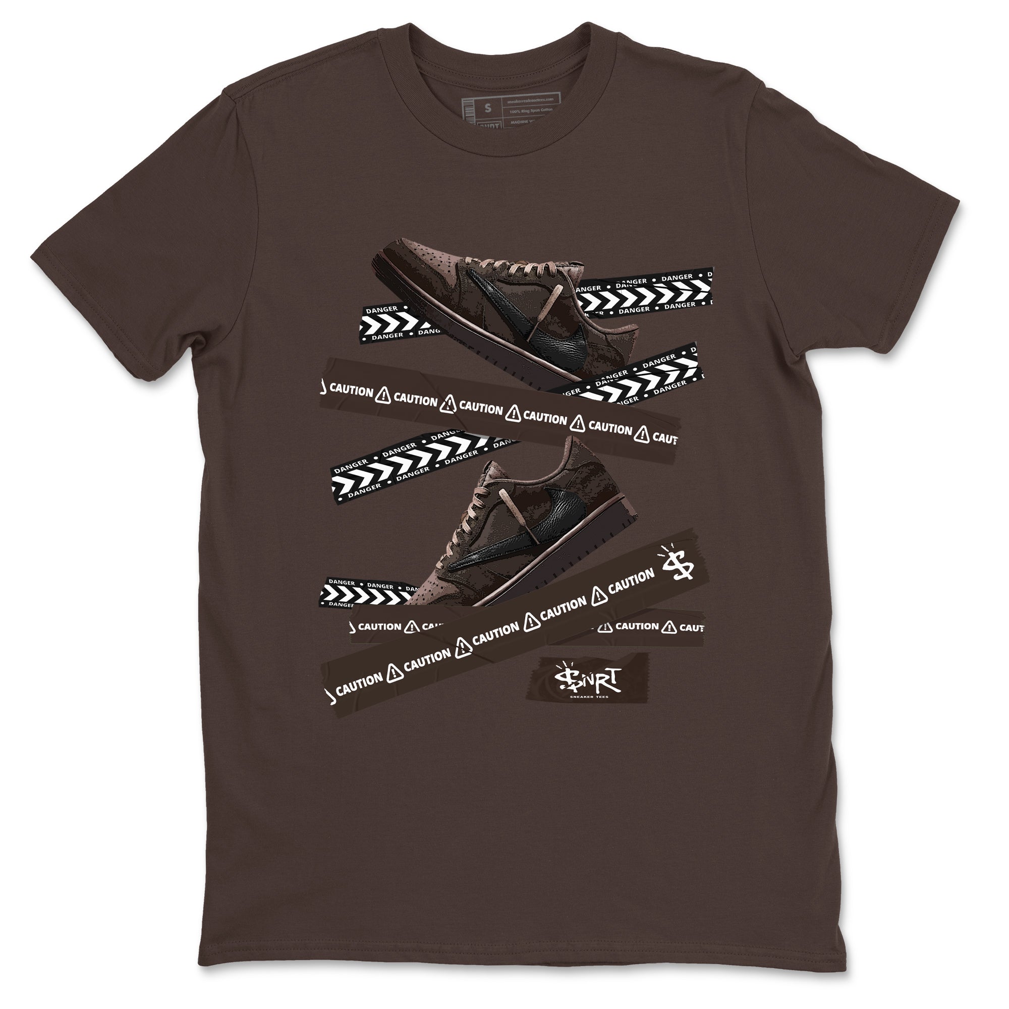 Caution Tape snkmatch Tees - Air Jordan 1 Travis Scott Velvet Brown