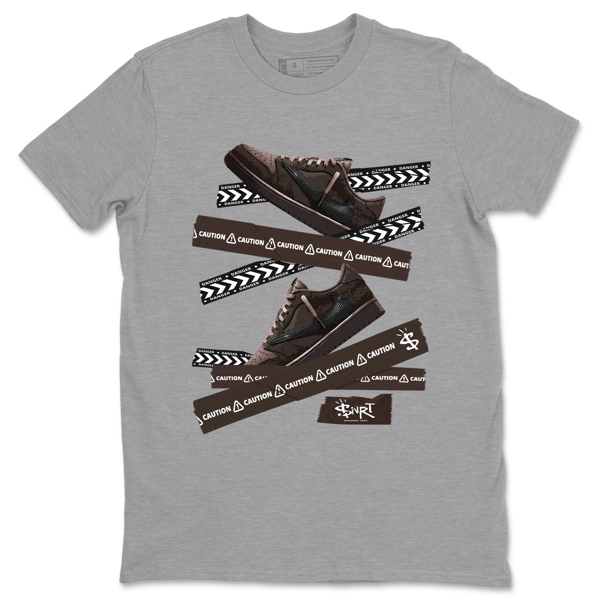 Caution Tape snkmatch Tees - Air Jordan 1 Travis Scott Velvet Brown