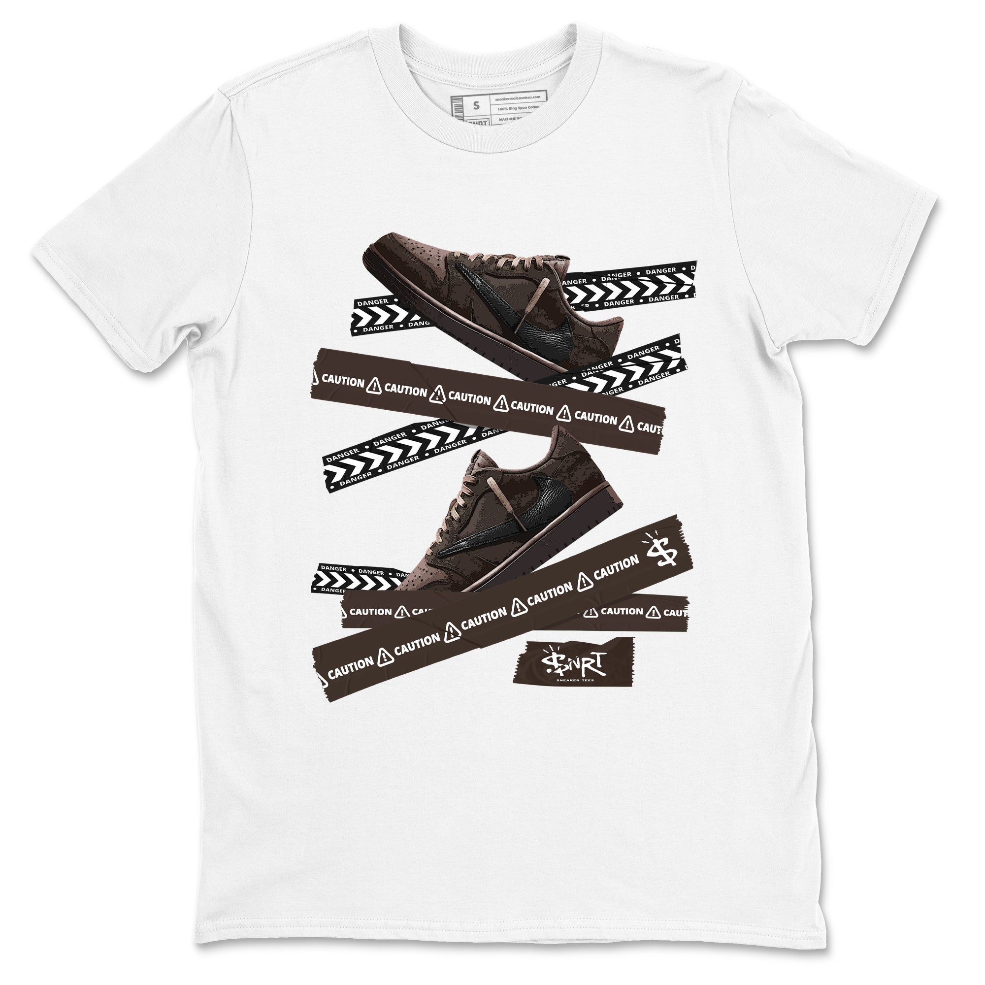Caution Tape snkmatch Tees - Air Jordan 1 Travis Scott Velvet Brown
