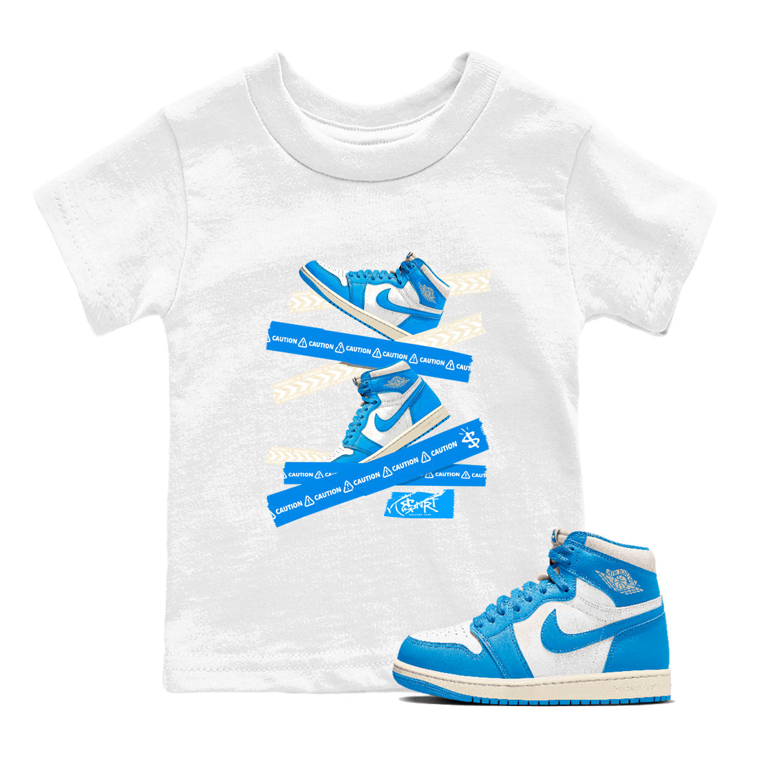 Caution Tape snkmatch Tees Kids - Air Jordan 1 UNC Reimagined