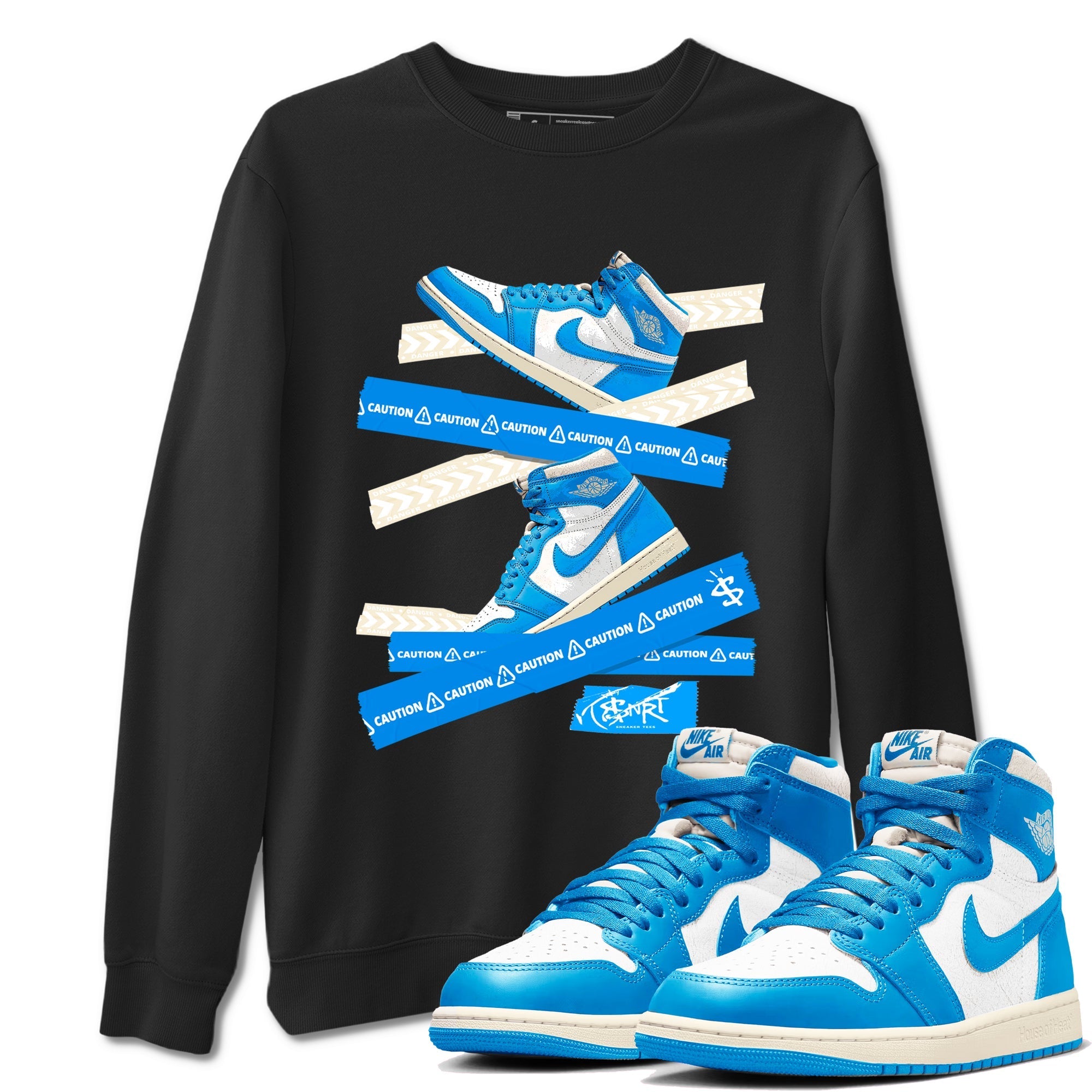 Caution Tape snkmatch Tees - Air Jordan 1 UNC Reimagined
