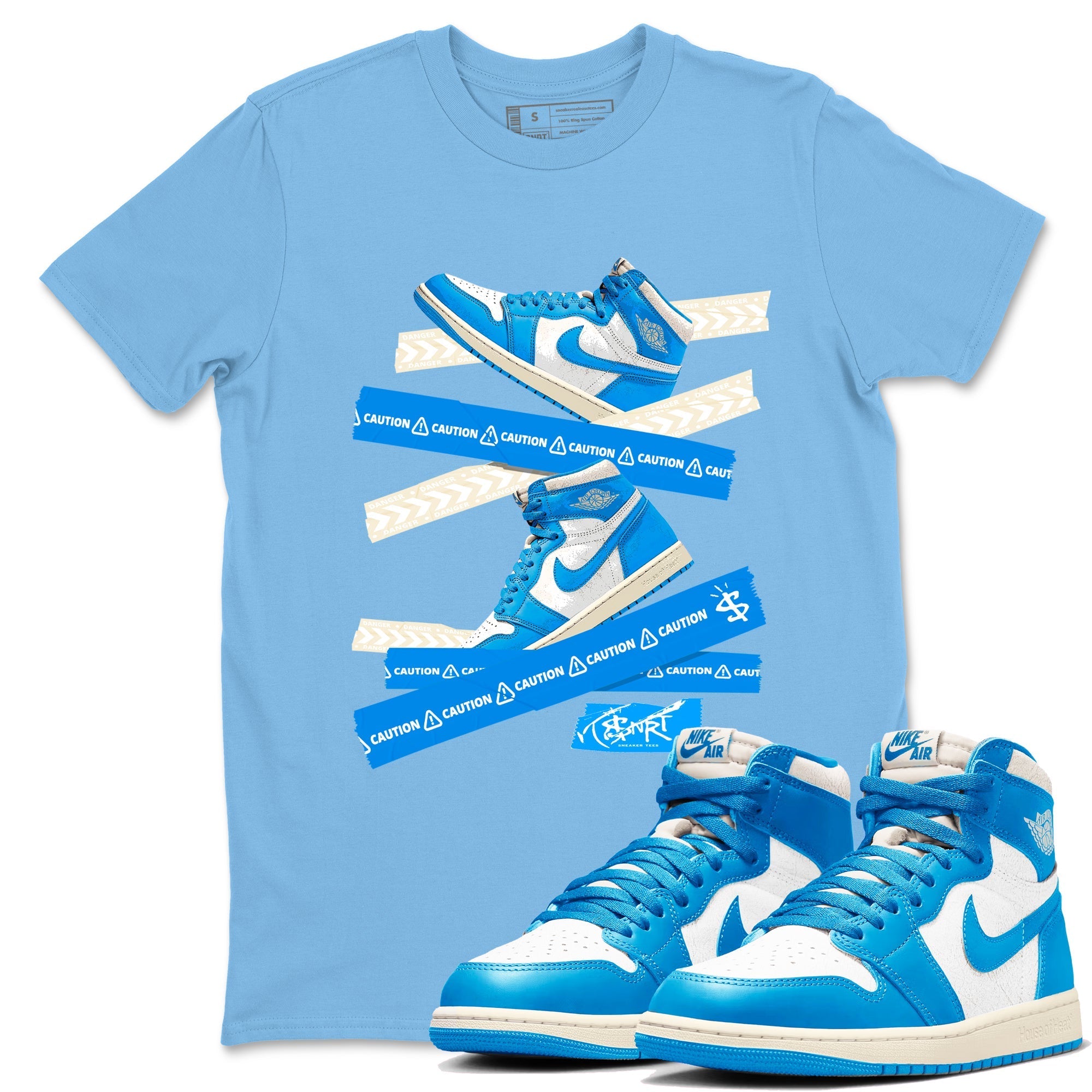 Caution Tape snkmatch Tees - Air Jordan 1 UNC Reimagined