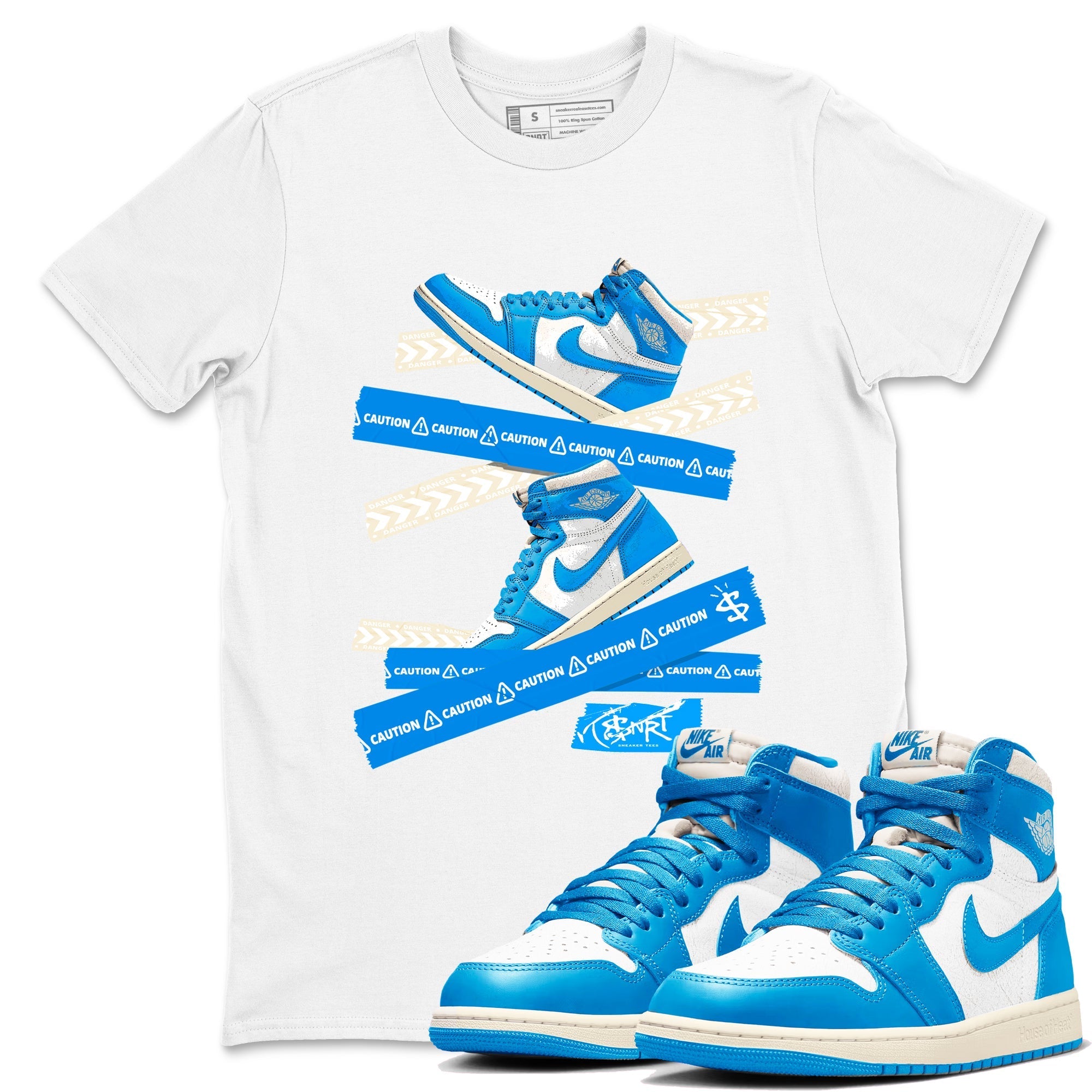 Caution Tape snkmatch Tees - Air Jordan 1 UNC Reimagined