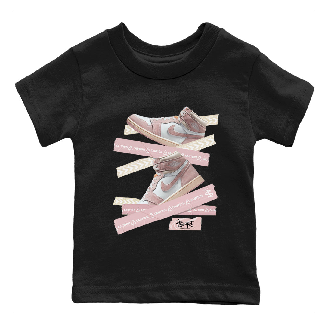 Caution Tape Kids Tops - Air Jordan 1 Washed Pink