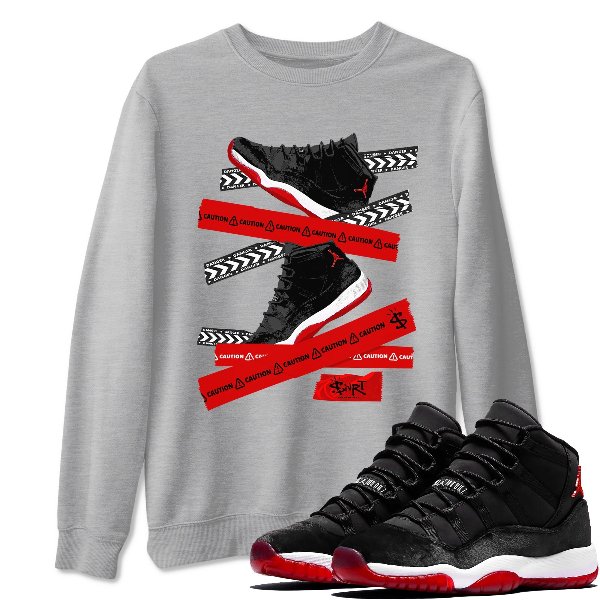 Caution Tape snkmatch Tees - Air Jordan 11 Bred Velvet