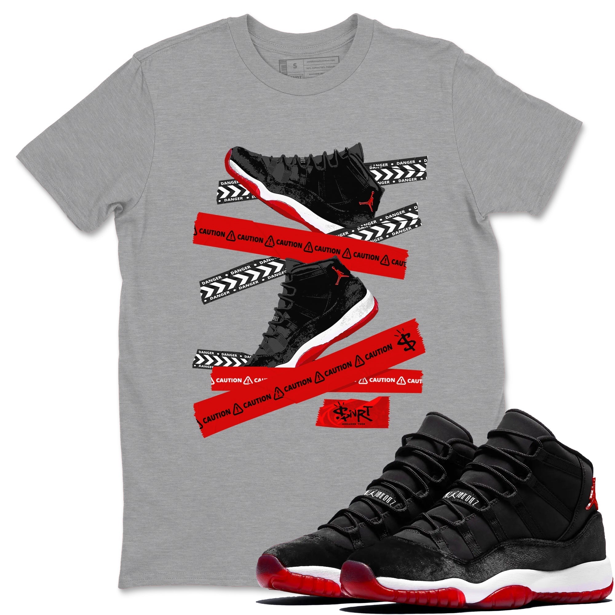 Caution Tape snkmatch Tees - Air Jordan 11 Bred Velvet